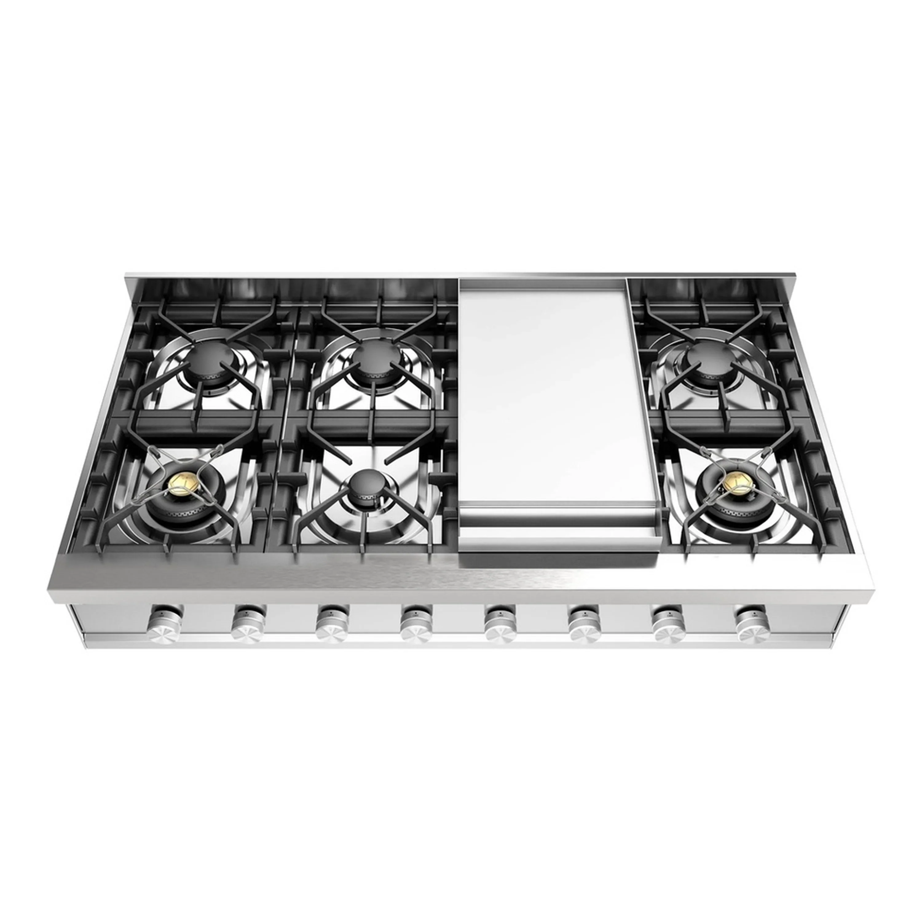 ILVE Professional Plus II 48-Inch Built-In Propane Gas Rangetop with Griddle in Stainless Steel (UHCP48FSS) - Image 3