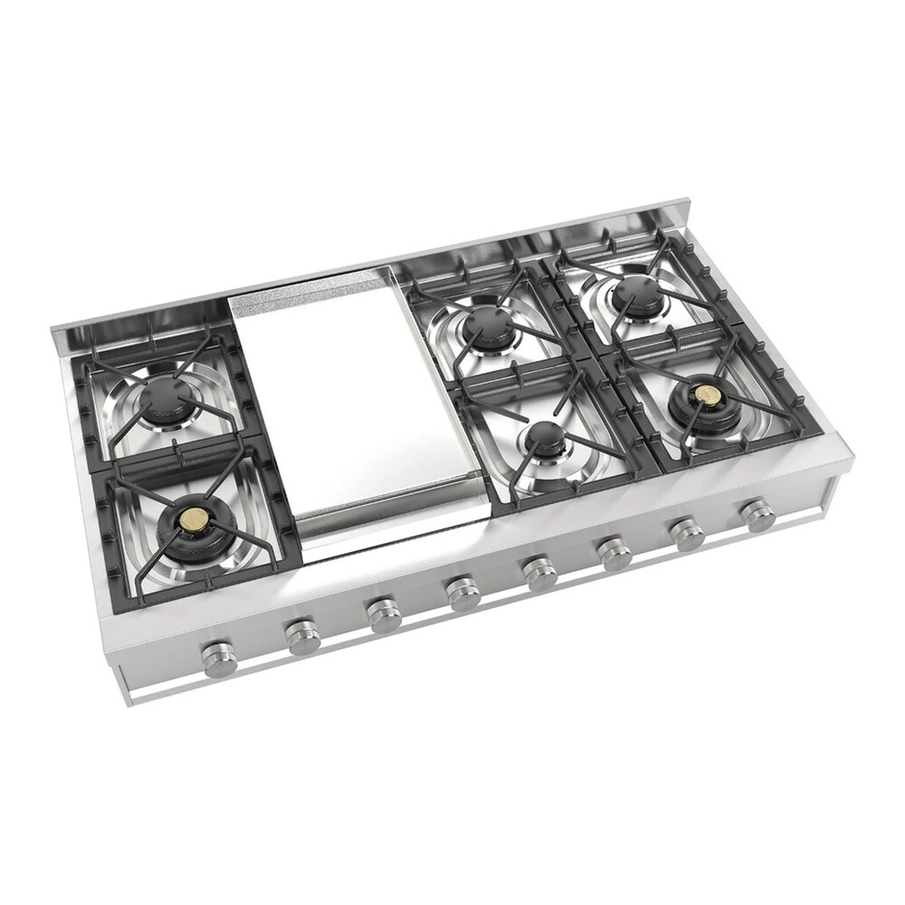 ILVE Professional Plus II 48-Inch Built-In Propane Gas Rangetop with Griddle in Stainless Steel (UHCP48FSS) - Image 4