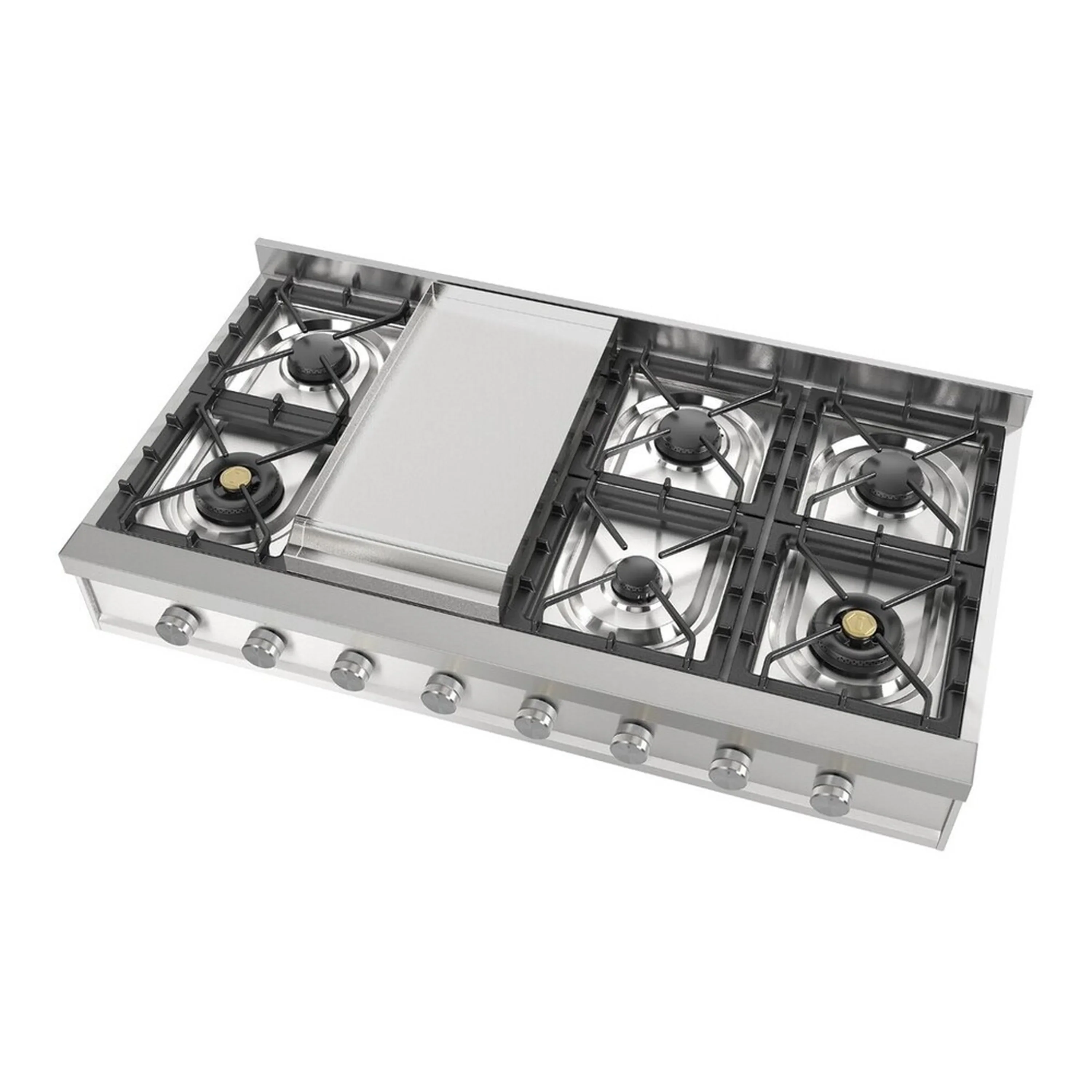ILVE Professional Plus II 48-Inch Built-In Propane Gas Rangetop with Griddle in Stainless Steel (UHCP48FSS) - Image 5