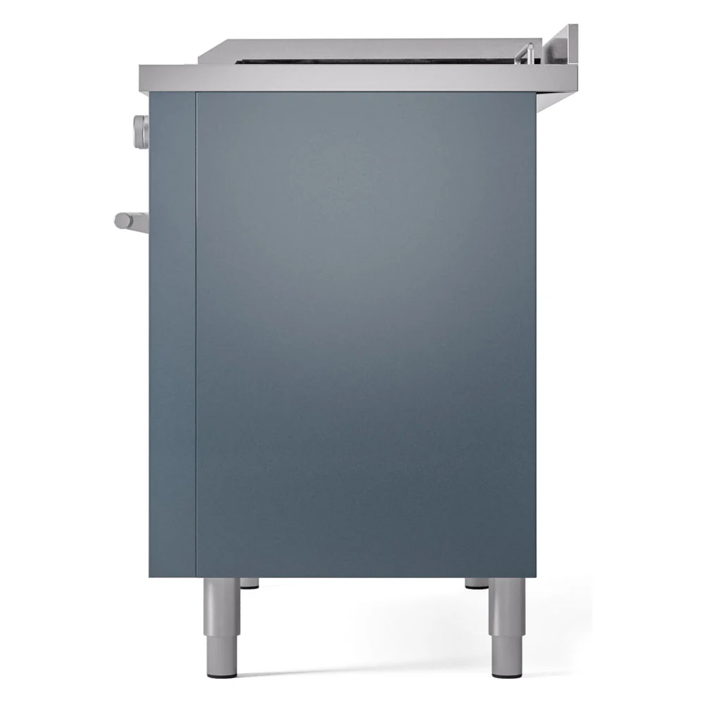 ILVE Professional Plus II 48-inch Natural Gas Dual Fuel Range with 5 Burners, Griddle, & French Top with Triple Glass Door Oven in Blue Grey (UP48FSWMPBG) - Image 10