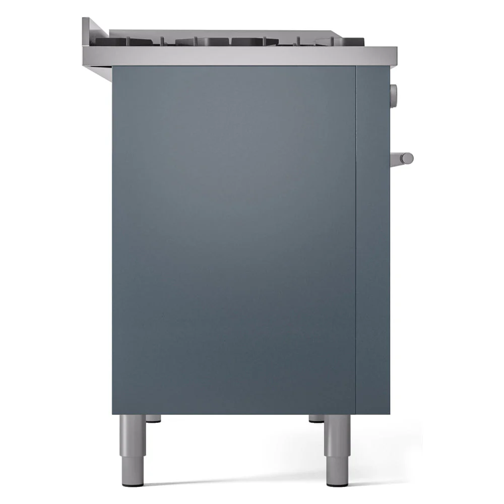 ILVE Professional Plus II 48-inch Natural Gas Dual Fuel Range with 5 Burners, Griddle, & French Top with Triple Glass Door Oven in Blue Grey (UP48FSWMPBG) - Image 9