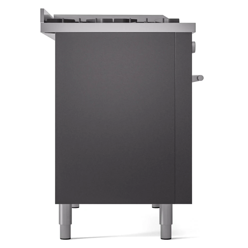ILVE Professional Plus II 48-inch Natural Gas Dual Fuel Range with 5 Burners, Griddle, & French Top with Triple Glass Door Oven in Matte Graphite (UP48FSWMPMG) - Image 8