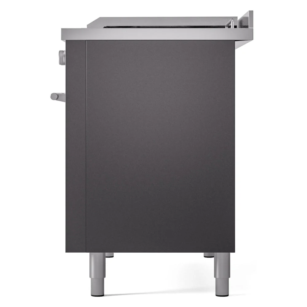 ILVE Professional Plus II 48-inch Natural Gas Dual Fuel Range with 5 Burners, Griddle, & French Top with Triple Glass Door Oven in Matte Graphite (UP48FSWMPMG) - Image 9