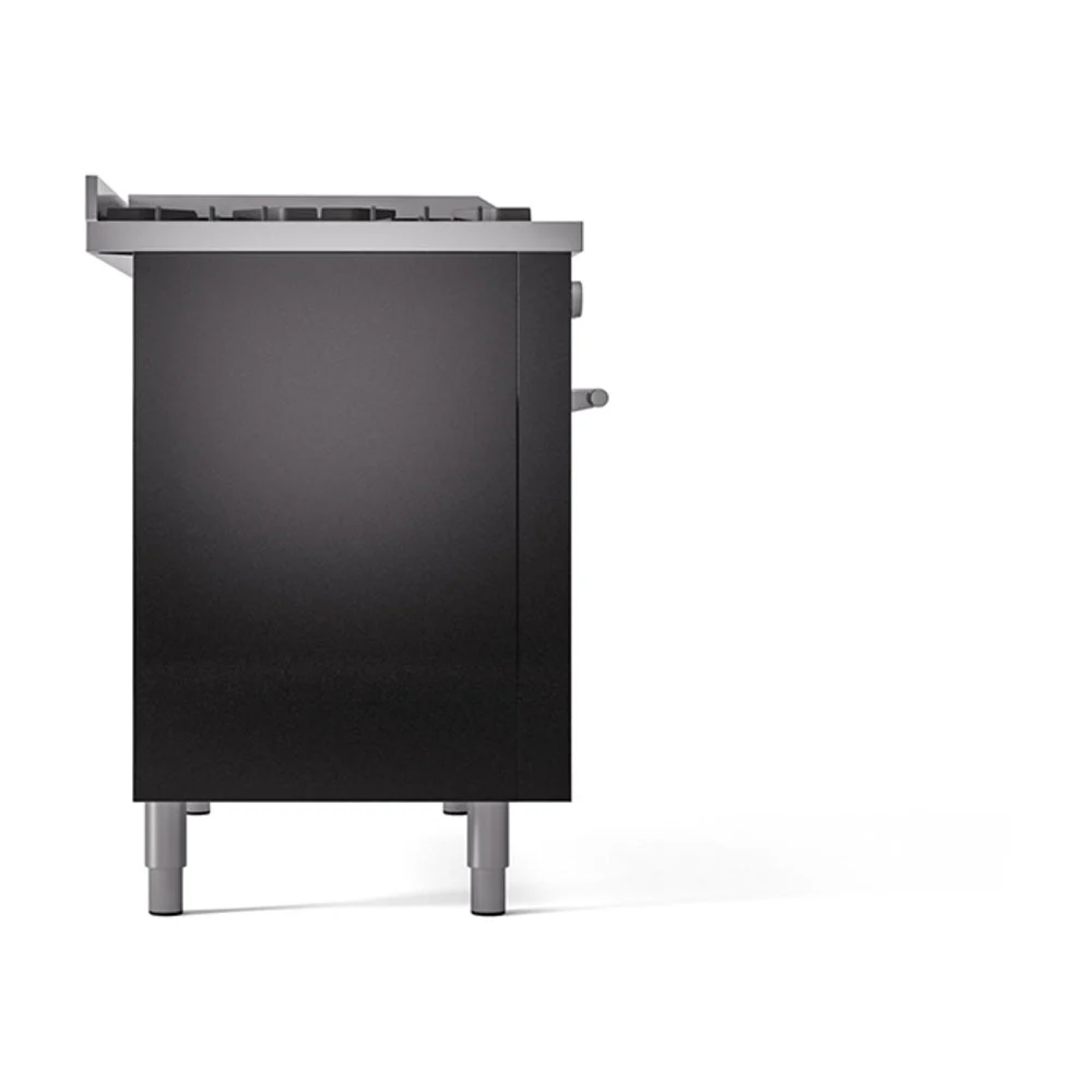 ILVE Professional Plus II 48-inch Natural Gas Dual Fuel Range with 5 Burners, Griddle, & French Top with Solid Door Oven in Glossy Black (UP48FSQMPBK) - Image 4