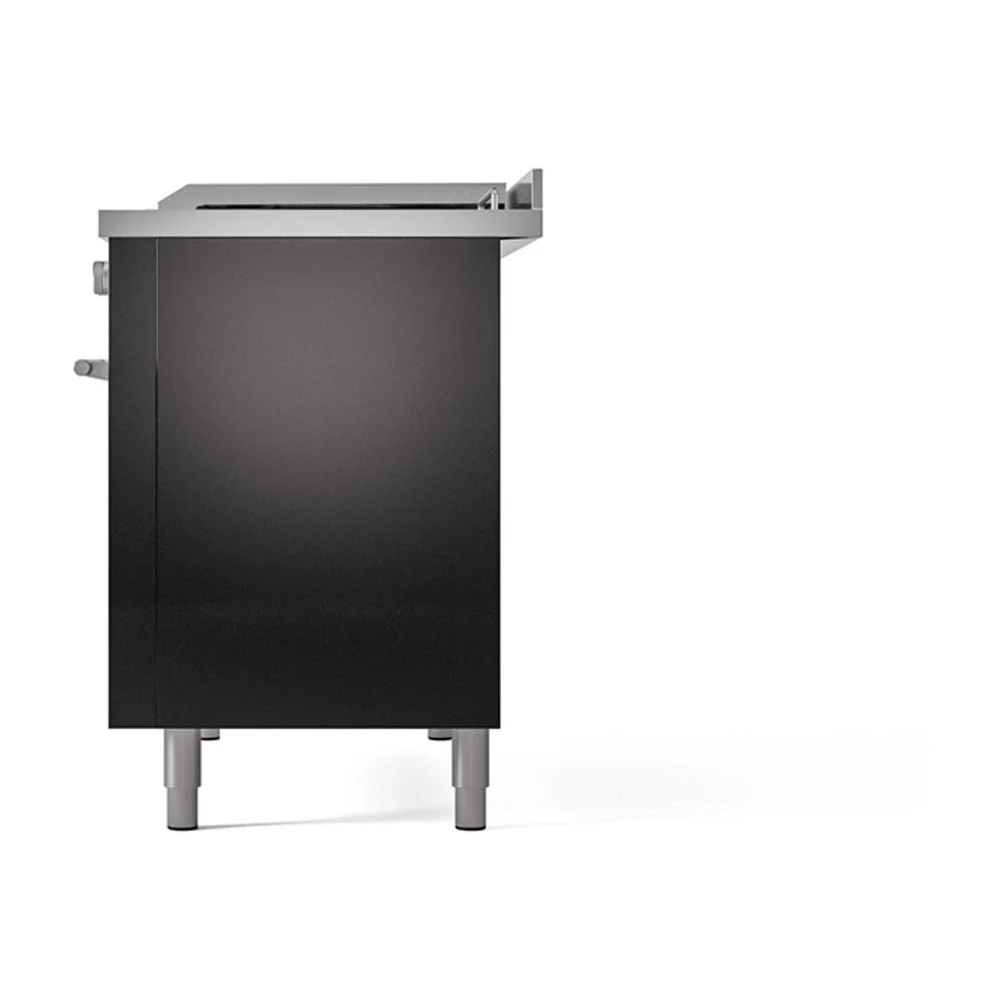 ILVE Professional Plus II 48-inch Natural Gas Dual Fuel Range with 5 Burners, Griddle, & French Top with Solid Door Oven in Glossy Black (UP48FSQMPBK) - Image 5