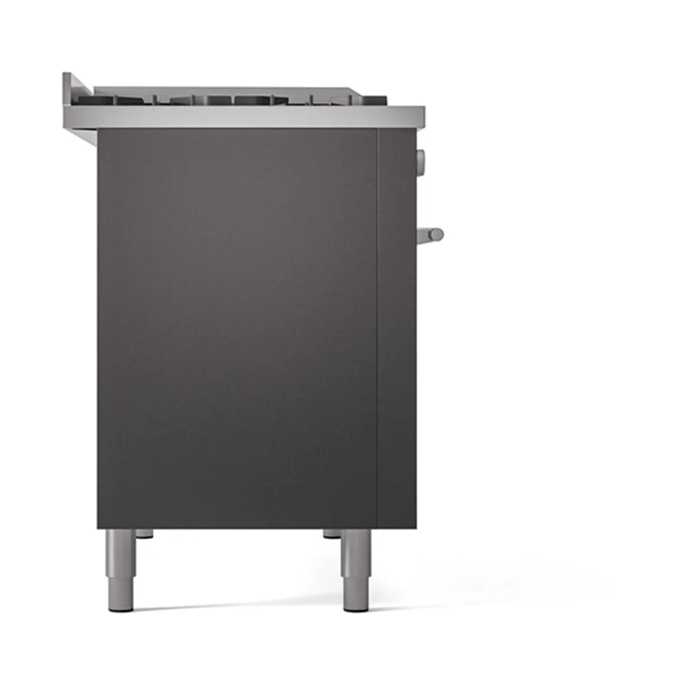ILVE Professional Plus II 48-inch Natural Gas Dual Fuel Range with 5 Burners, Griddle, & French Top with Solid Door Oven in Matte Graphite (UP48FSQMPMG) - Image 4