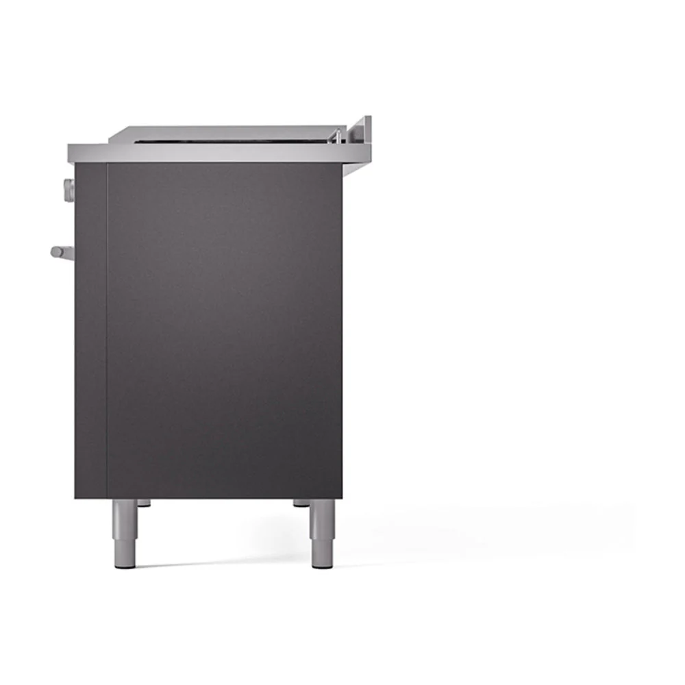ILVE Professional Plus II 48-inch Natural Gas Dual Fuel Range with 5 Burners, Griddle, & French Top with Solid Door Oven in Matte Graphite (UP48FSQMPMG) - Image 5