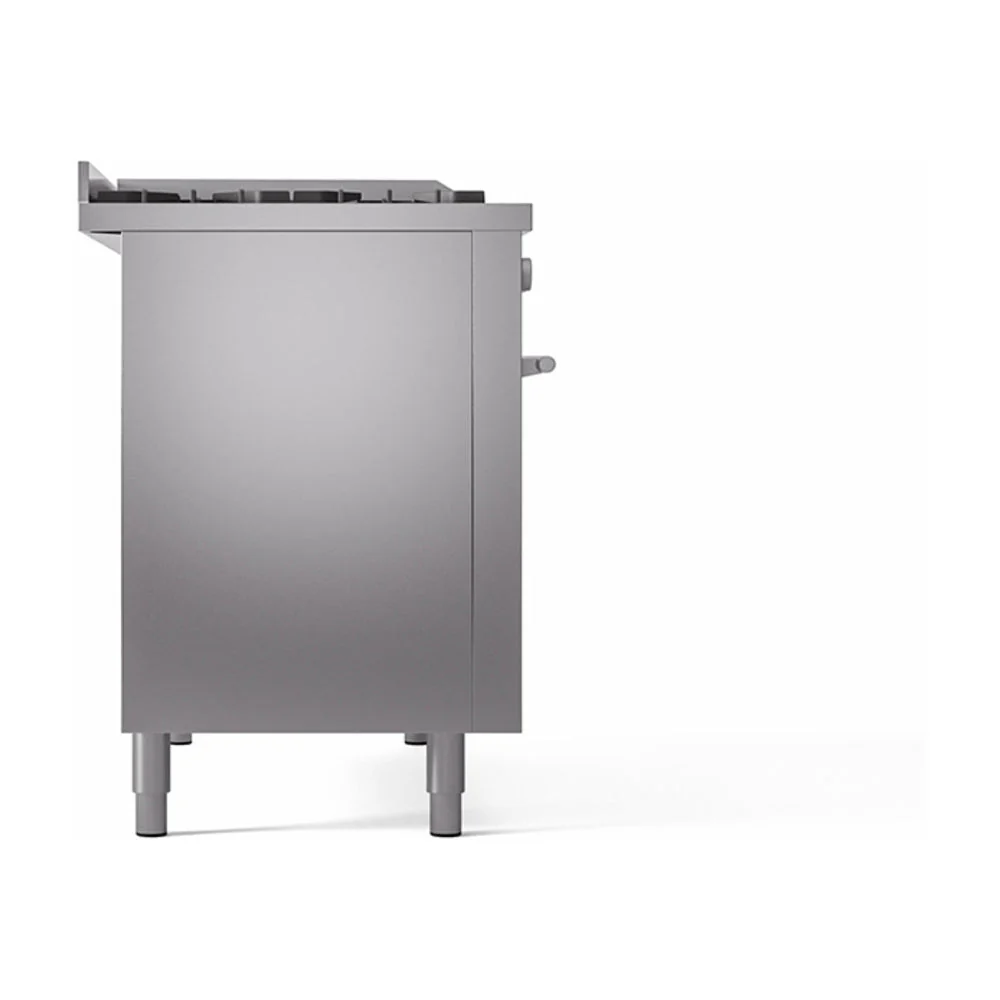 ILVE Professional Plus II 48-inch Natural Gas Dual Fuel Range with 5 Burners, Griddle, & French Top with Solid Door Oven in Stainless Steel (UP48FSQMPSS) - Image 4