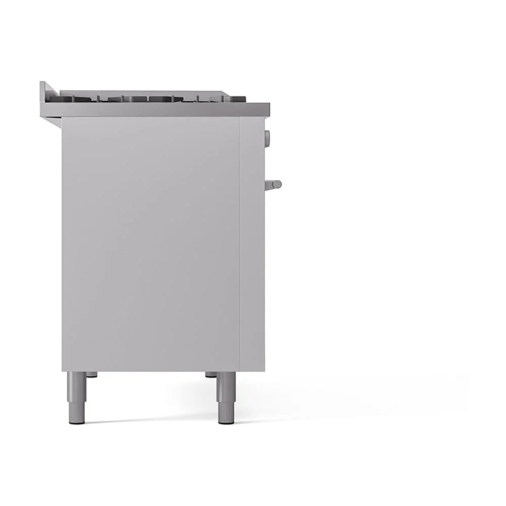 ILVE Professional Plus II 48-inch Natural Gas Dual Fuel Range with 5 Burners, Griddle, & French Top with Solid Door Oven in White (UP48FSQMPWH) - Image 4