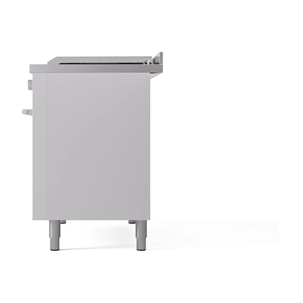 ILVE Professional Plus II 48-inch Natural Gas Dual Fuel Range with 5 Burners, Griddle, & French Top with Solid Door Oven in White (UP48FSQMPWH) - Image 5