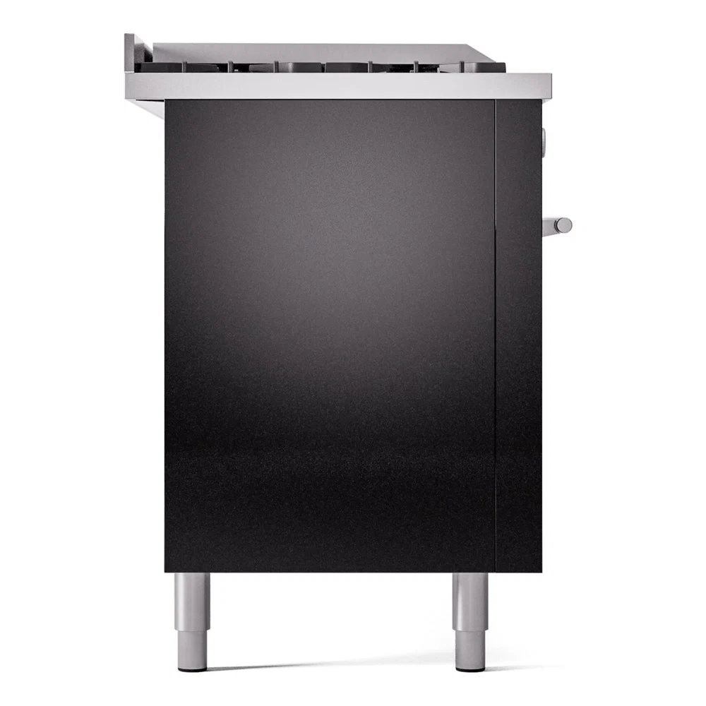 ILVE Professional Plus II 60-Inch Natural Gas Dual Fuel Range with 7 Burners, Griddle, & French Top with Solid Door Oven in Glossy Black (UP60FSQMPBK) - Image 8