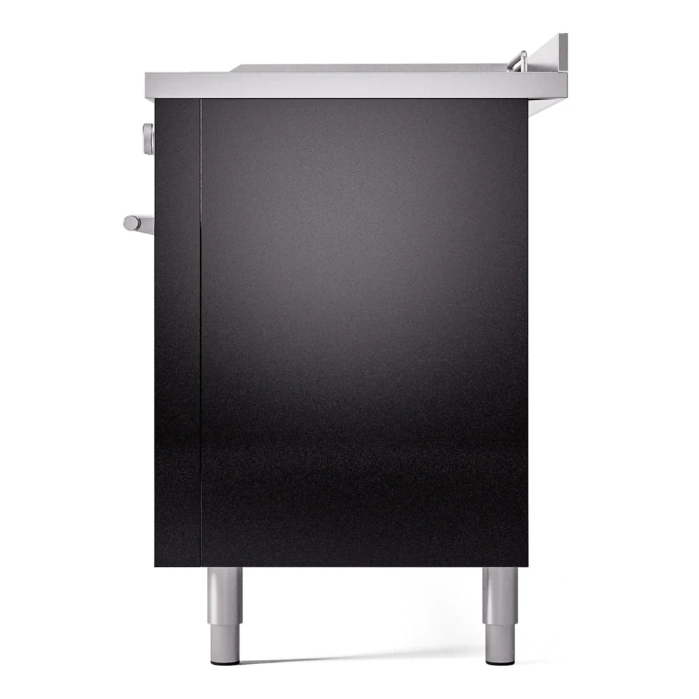 ILVE Professional Plus II 60-Inch Natural Gas Dual Fuel Range with 7 Burners, Griddle, & French Top with Solid Door Oven in Glossy Black (UP60FSQMPBK) - Image 9