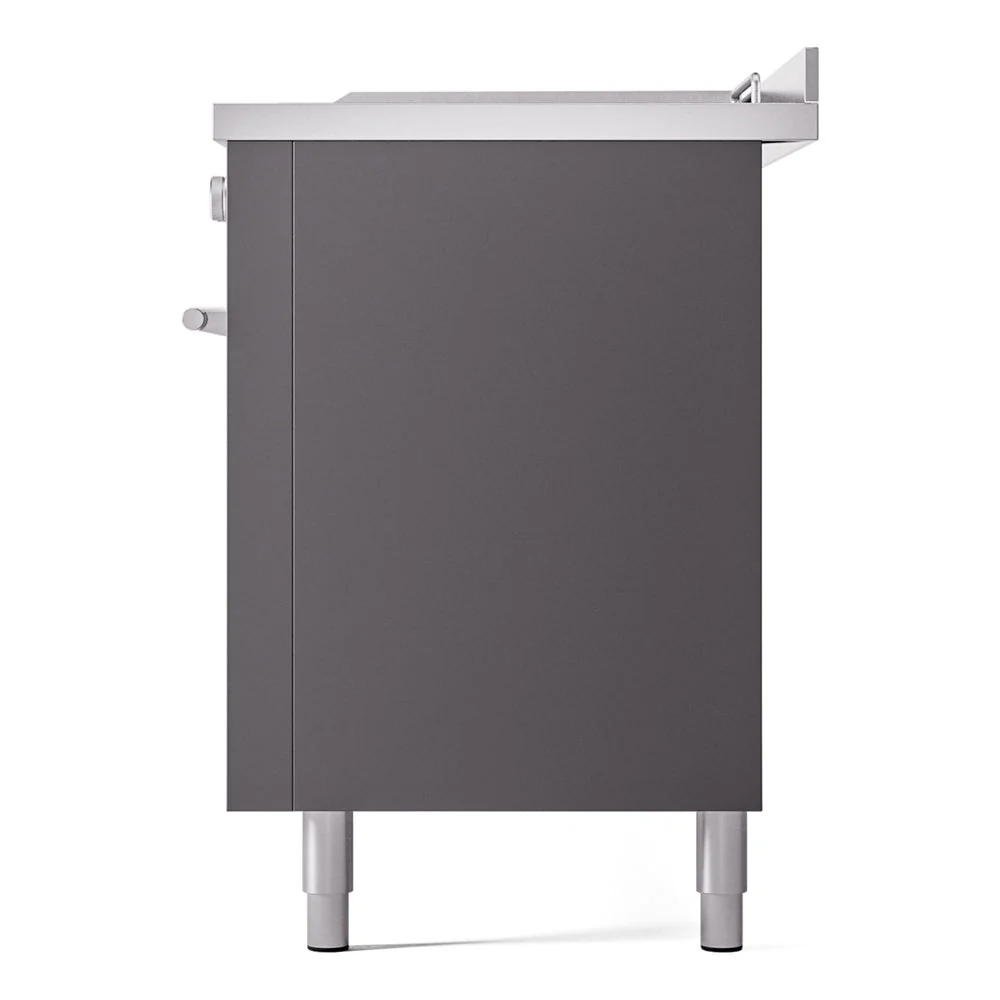 ILVE Professional Plus II 60-Inch Natural Gas Dual Fuel Range with 7 Burners, Griddle, & French Top with Solid Door Oven in Matte Graphite (UP60FSQMPMG) - Image 10
