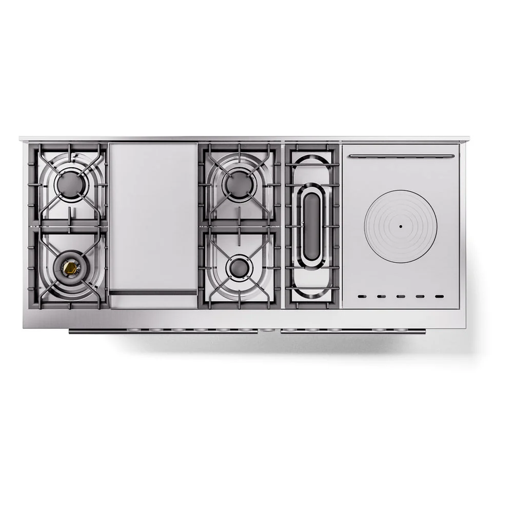 ILVE Professional Plus II 60-Inch Natural Gas Dual Fuel Range with 7 Burners, Griddle, & French Top with Solid Door Oven in Matte Graphite (UP60FSQMPMG) - Image 4