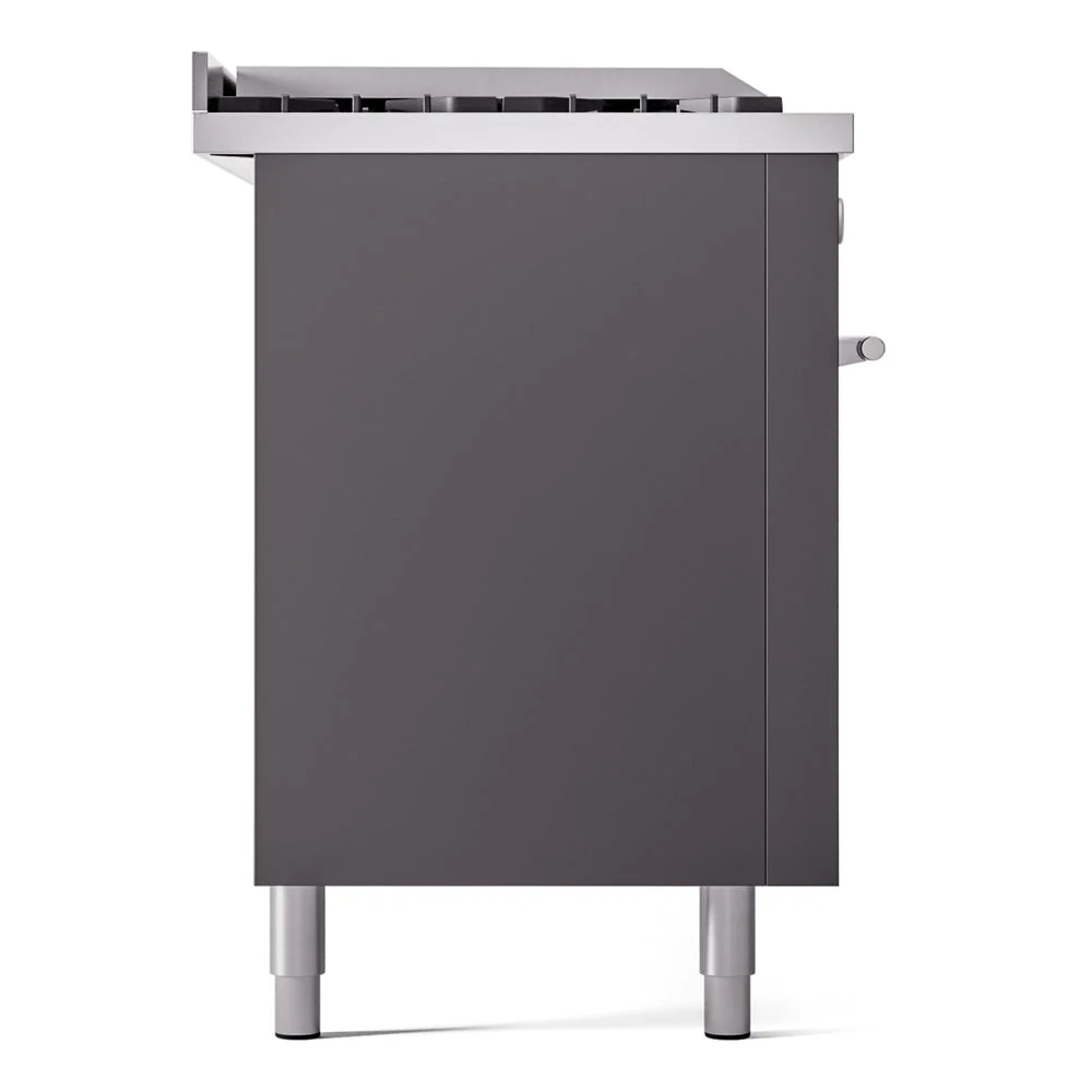 ILVE Professional Plus II 60-Inch Natural Gas Dual Fuel Range with 7 Burners, Griddle, & French Top with Solid Door Oven in Matte Graphite (UP60FSQMPMG) - Image 9