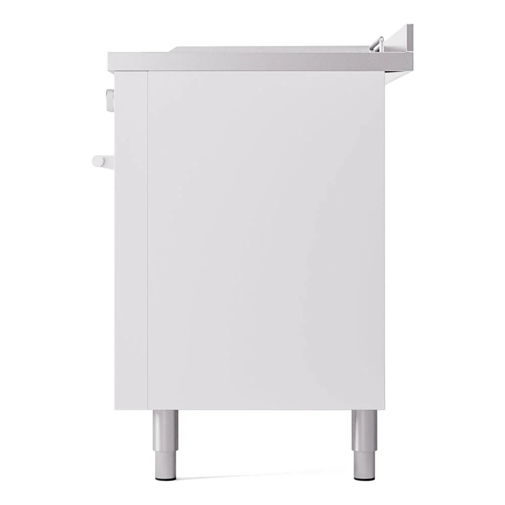 ILVE Professional Plus II 60-Inch Natural Gas Dual Fuel Range with 7 Burners, Griddle, & French Top with Solid Door Oven in White (UP60FSQMPWH) - Image 10