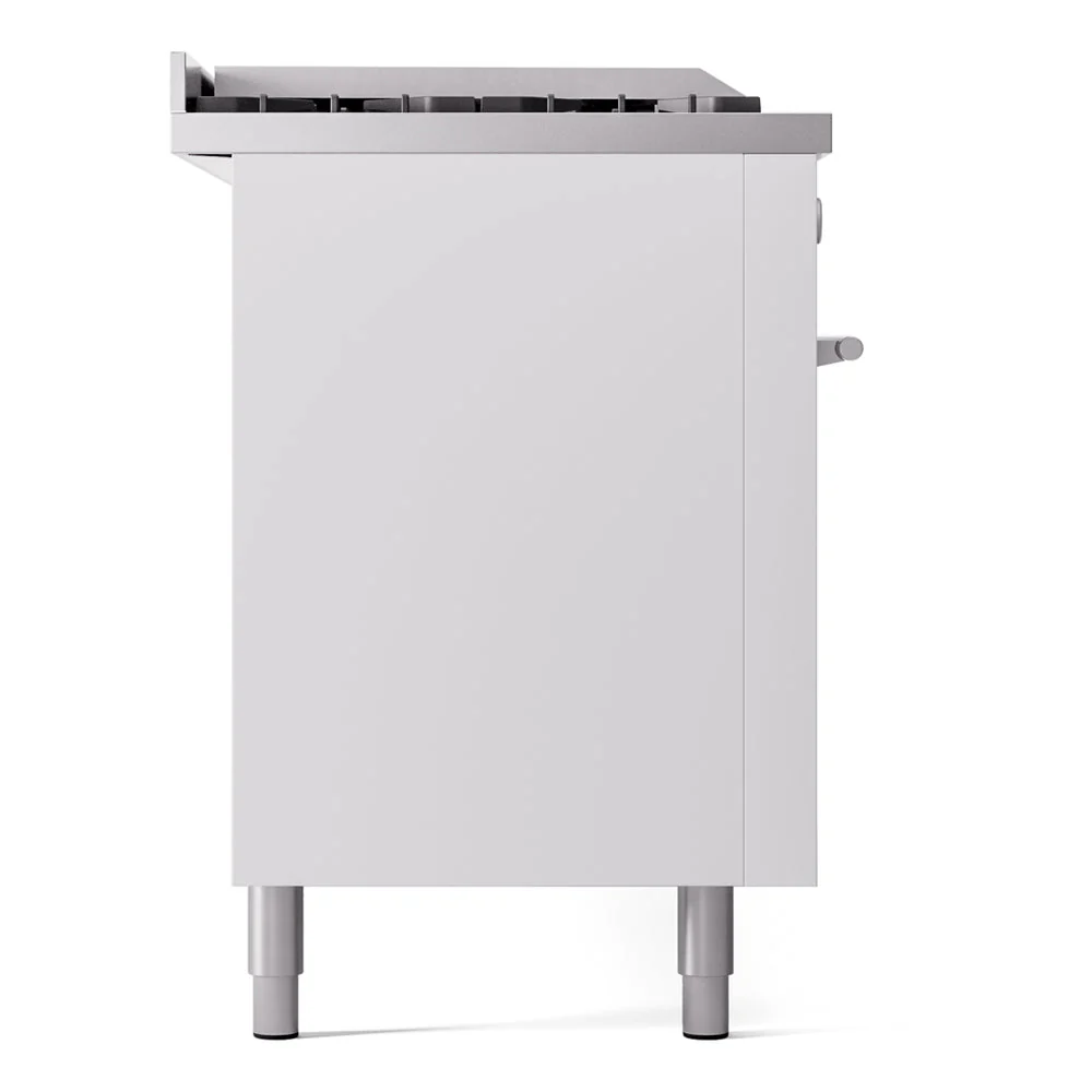 ILVE Professional Plus II 60-Inch Natural Gas Dual Fuel Range with 7 Burners, Griddle, & French Top with Solid Door Oven in White (UP60FSQMPWH) - Image 9