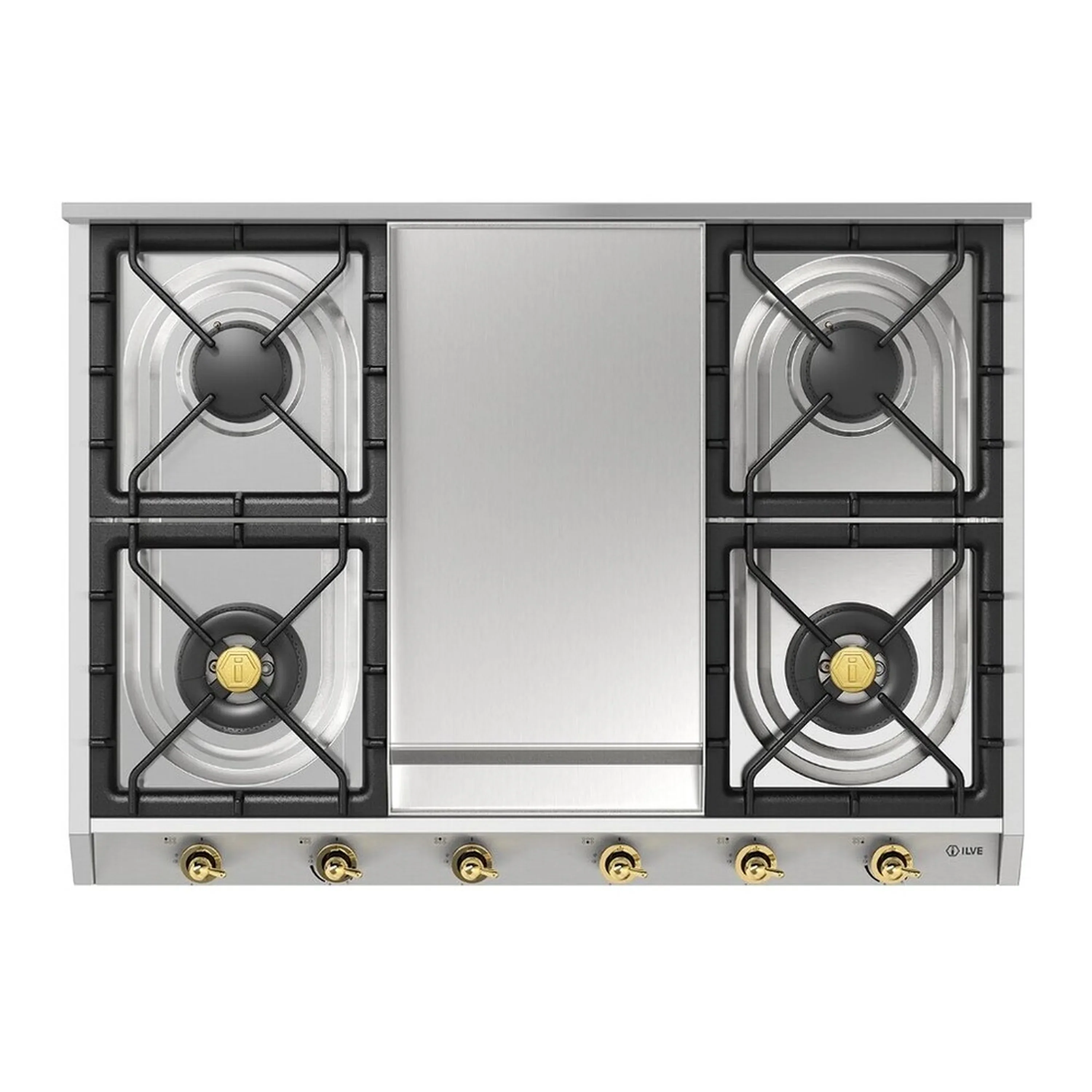ILVE Nostalgie II 36-Inch Built-In Natural Gas Cooktop with Griddle in Stainless Steel (UHCP965FNSSG) - Image 2