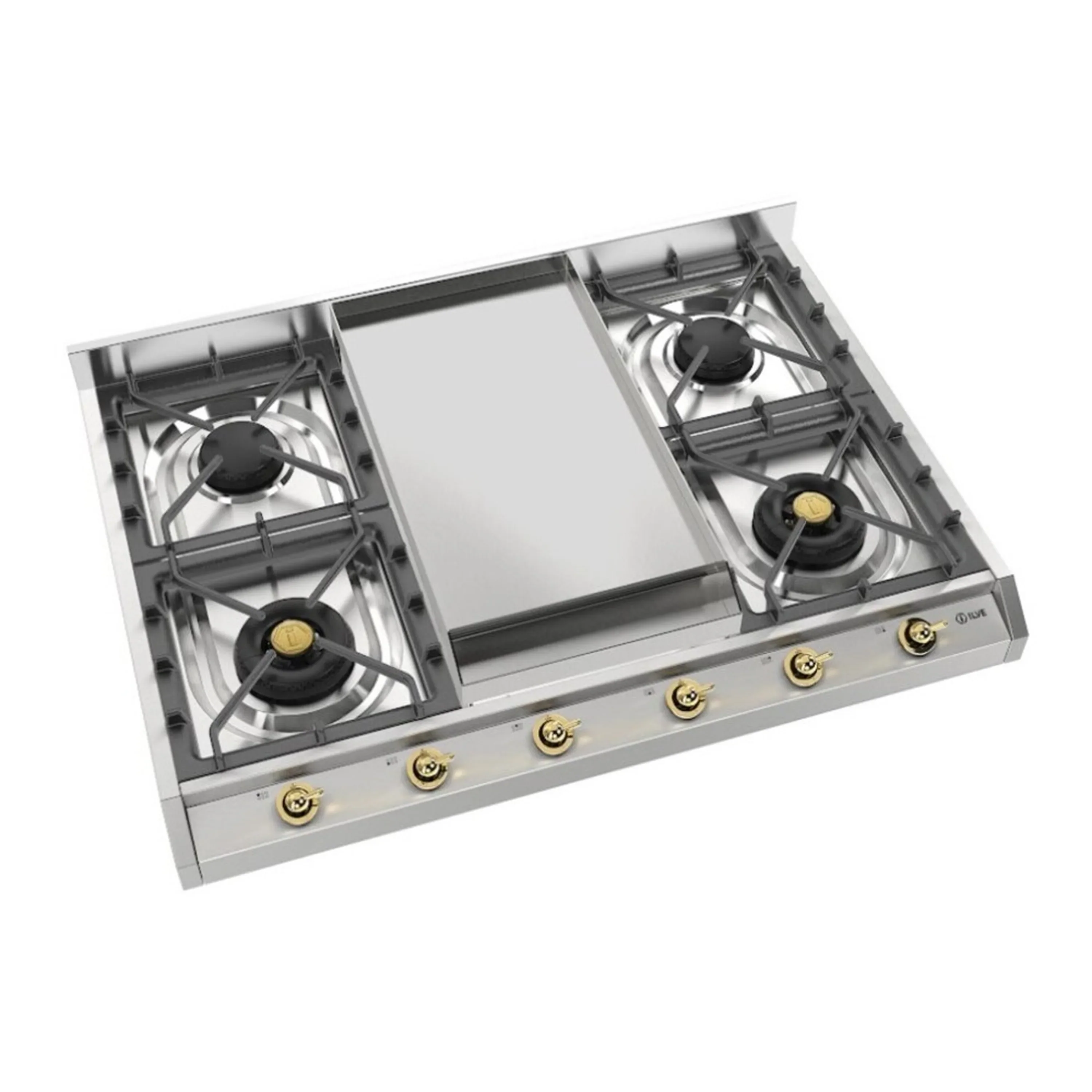 ILVE Nostalgie II 36-Inch Built-In Natural Gas Cooktop with Griddle in Stainless Steel (UHCP965FNSSG) - Image 4