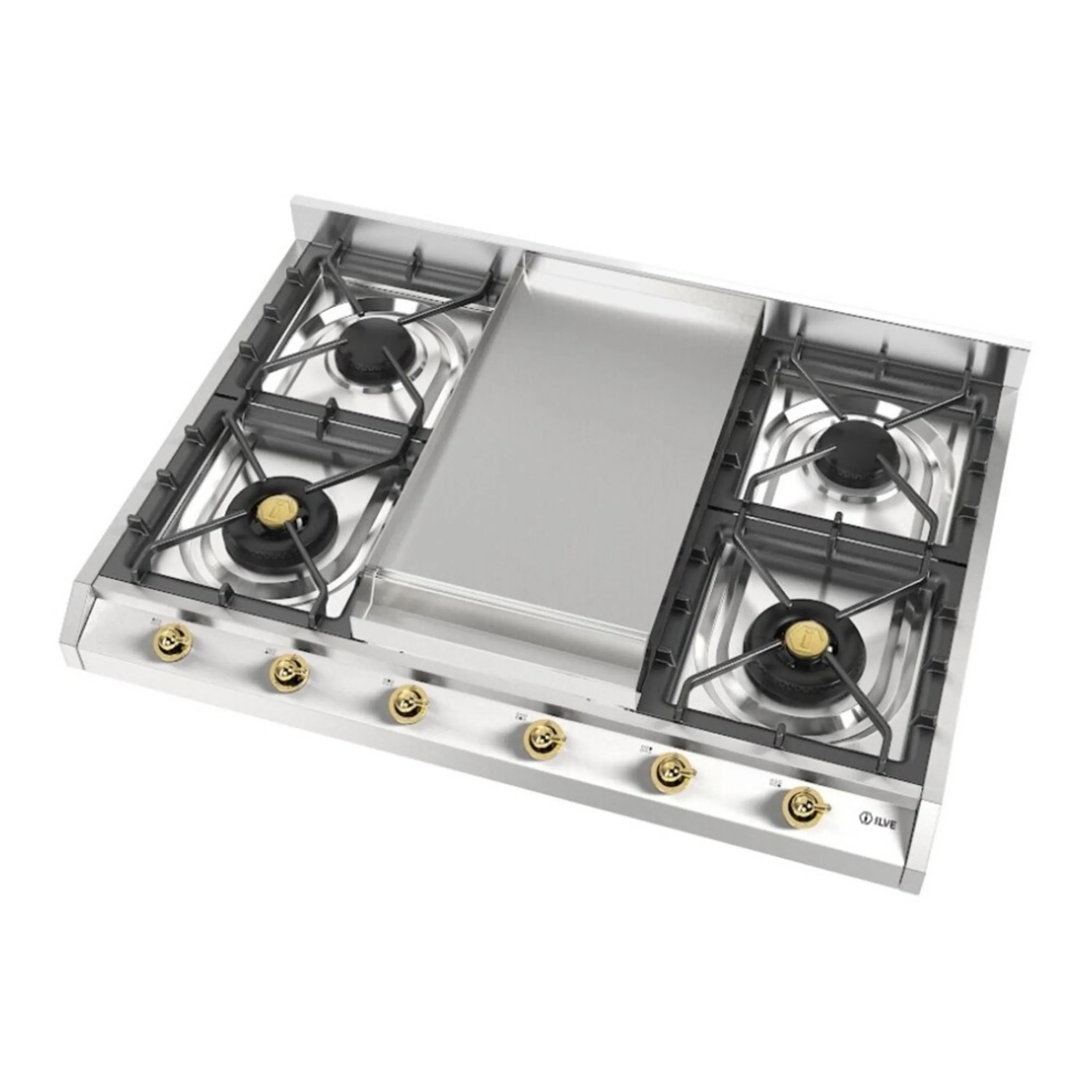 ILVE Nostalgie II 36-Inch Built-In Natural Gas Cooktop with Griddle in Stainless Steel (UHCP965FNSSG) - Image 5