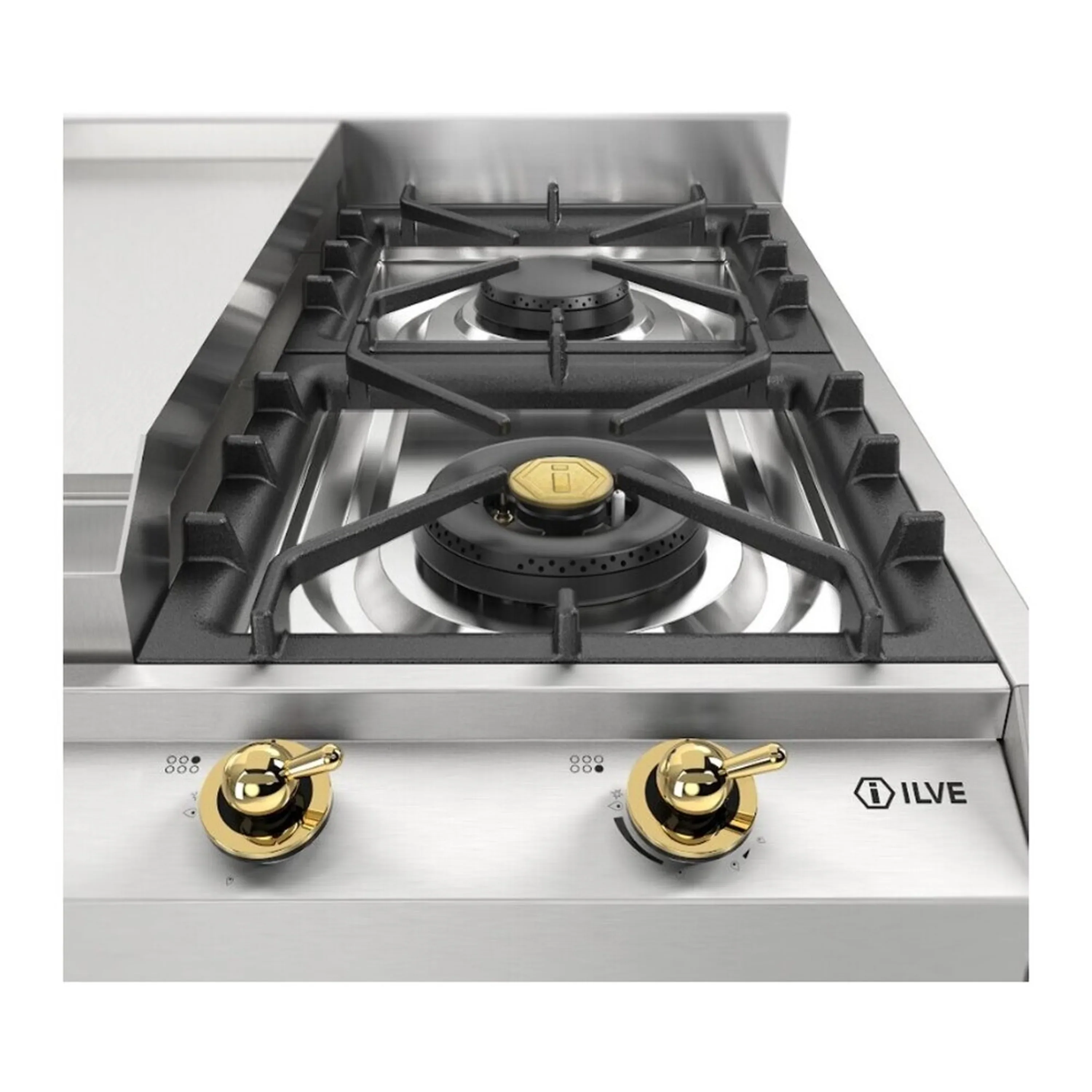 ILVE Nostalgie II 36-Inch Built-In Natural Gas Cooktop with Griddle in Stainless Steel (UHCP965FNSSG) - Image 9