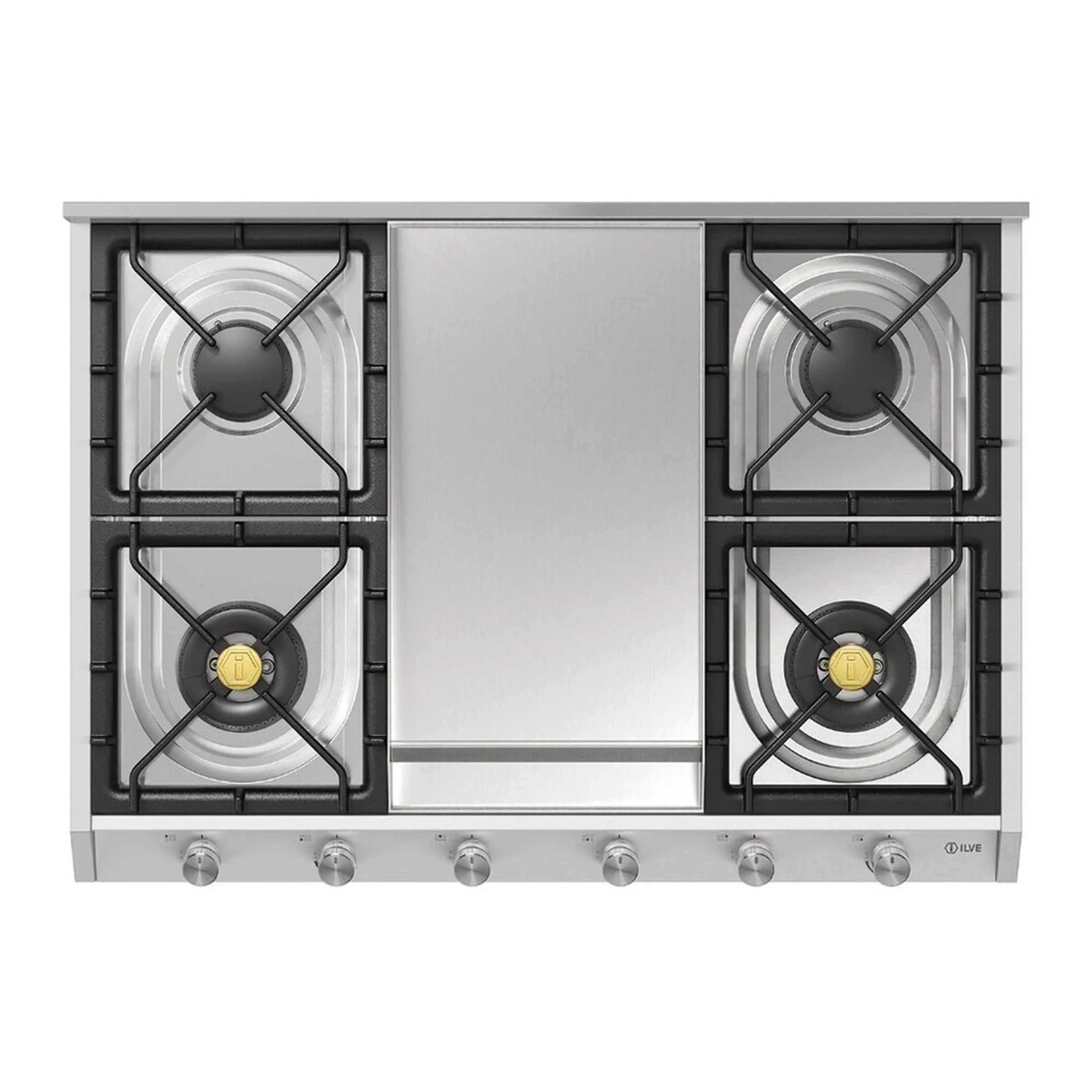 ILVE Professional Plus II 36-Inch Built-In Natural Gas Cooktop with Griddle in Stainless Steel (UHCP965FSS) - Image 3