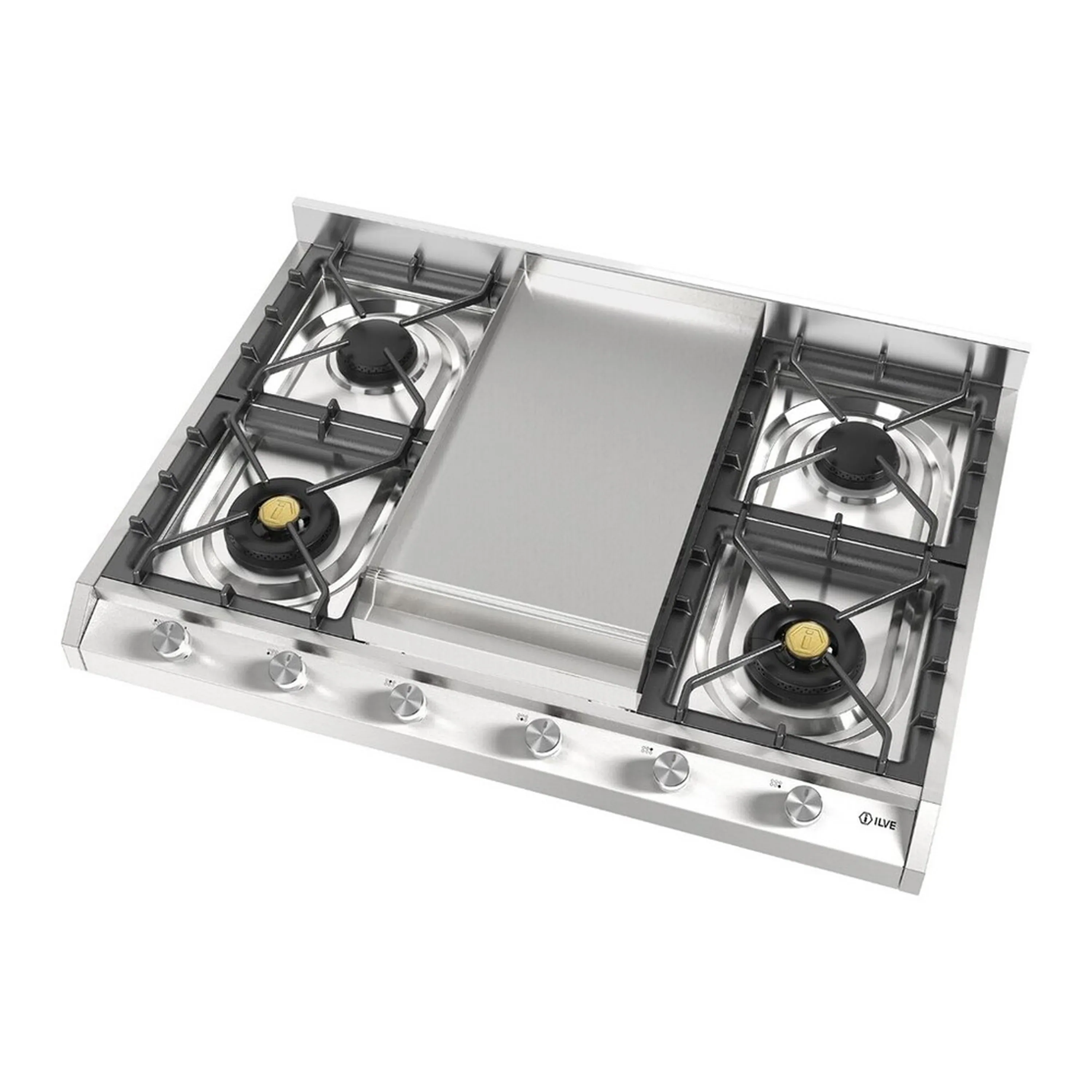 ILVE Professional Plus II 36-Inch Built-In Natural Gas Cooktop with Griddle in Stainless Steel (UHCP965FSS) - Image 4