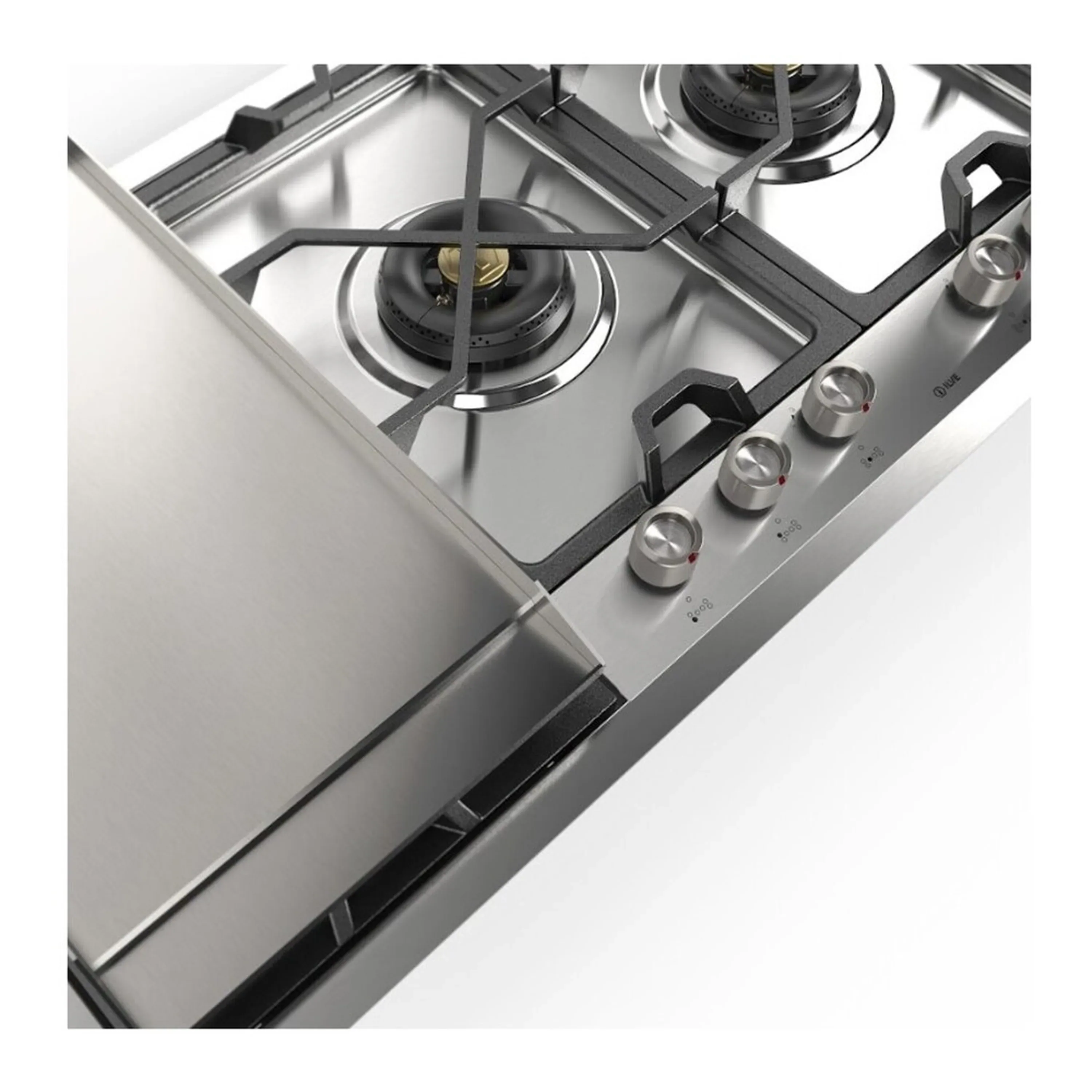 ILVE Panoramagic 48-Inch Built-In Propane Gas Cooktop with Total Black Brass Burners in Stainless Steel (UHCPMT125FSSLP) - Image 4