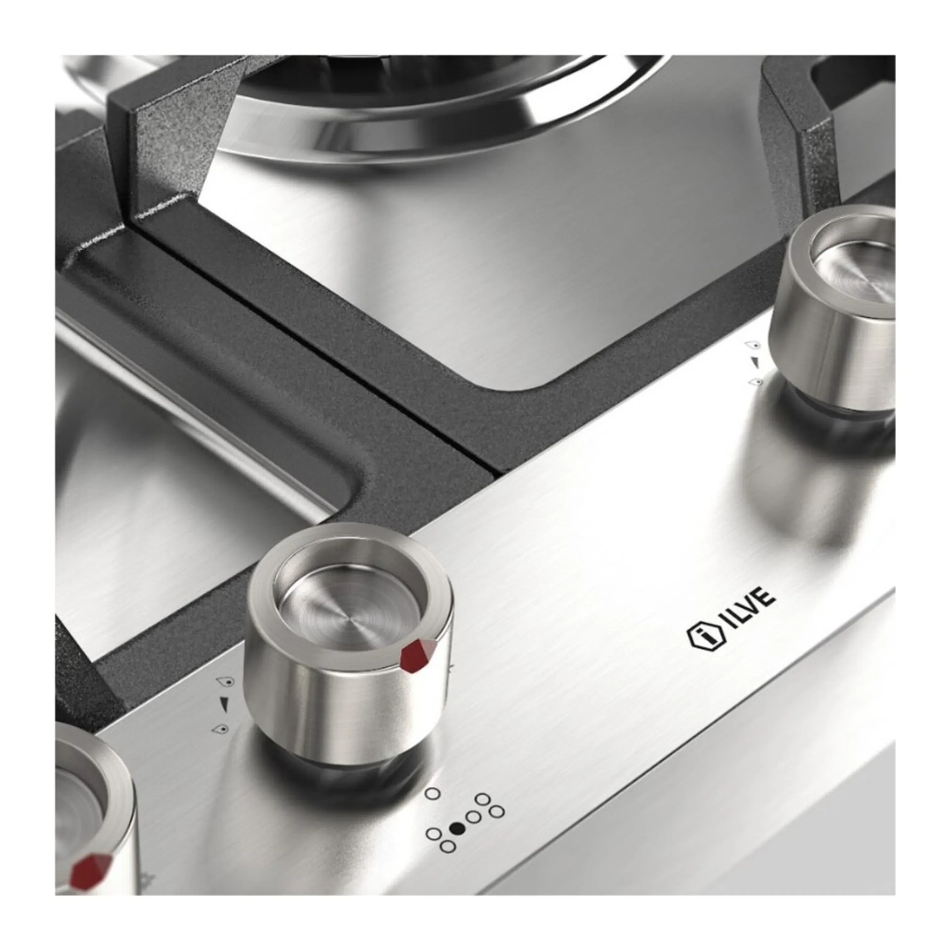 ILVE Panoramagic 48-Inch Built-In Propane Gas Cooktop with Total Black Brass Burners in Stainless Steel (UHCPMT125FSSLP) - Image 5