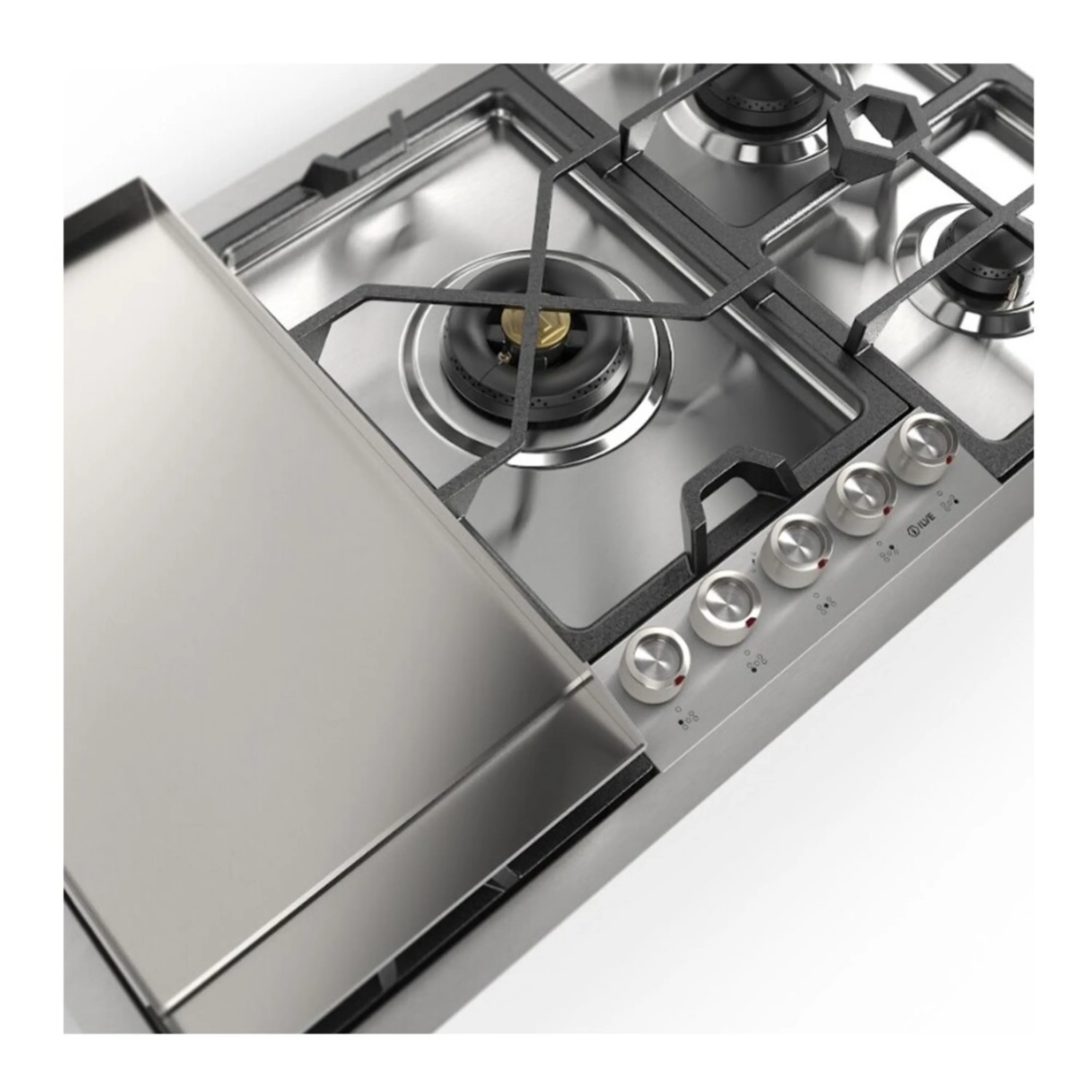 ILVE Panoramagic 36-Inch Built-In Propane Gas Cooktop with 5 Burners + Griddle in Stainless Steel (UHCPMT95FSSLP) - Image 4