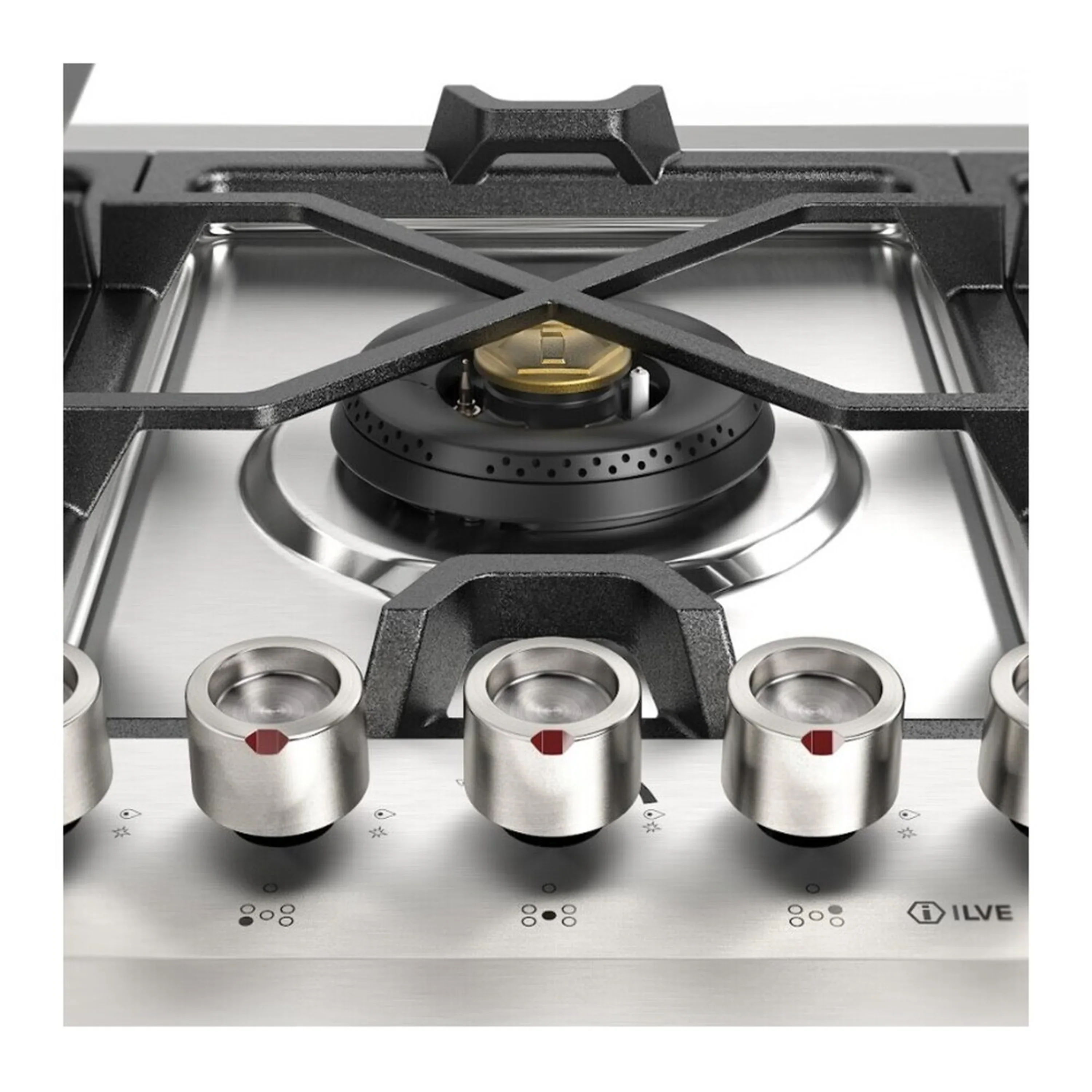 ILVE Panoramagic 36-Inch Built-In Propane Gas Cooktop with 5 Burners + Griddle in Stainless Steel (UHCPMT95FSSLP) - Image 7