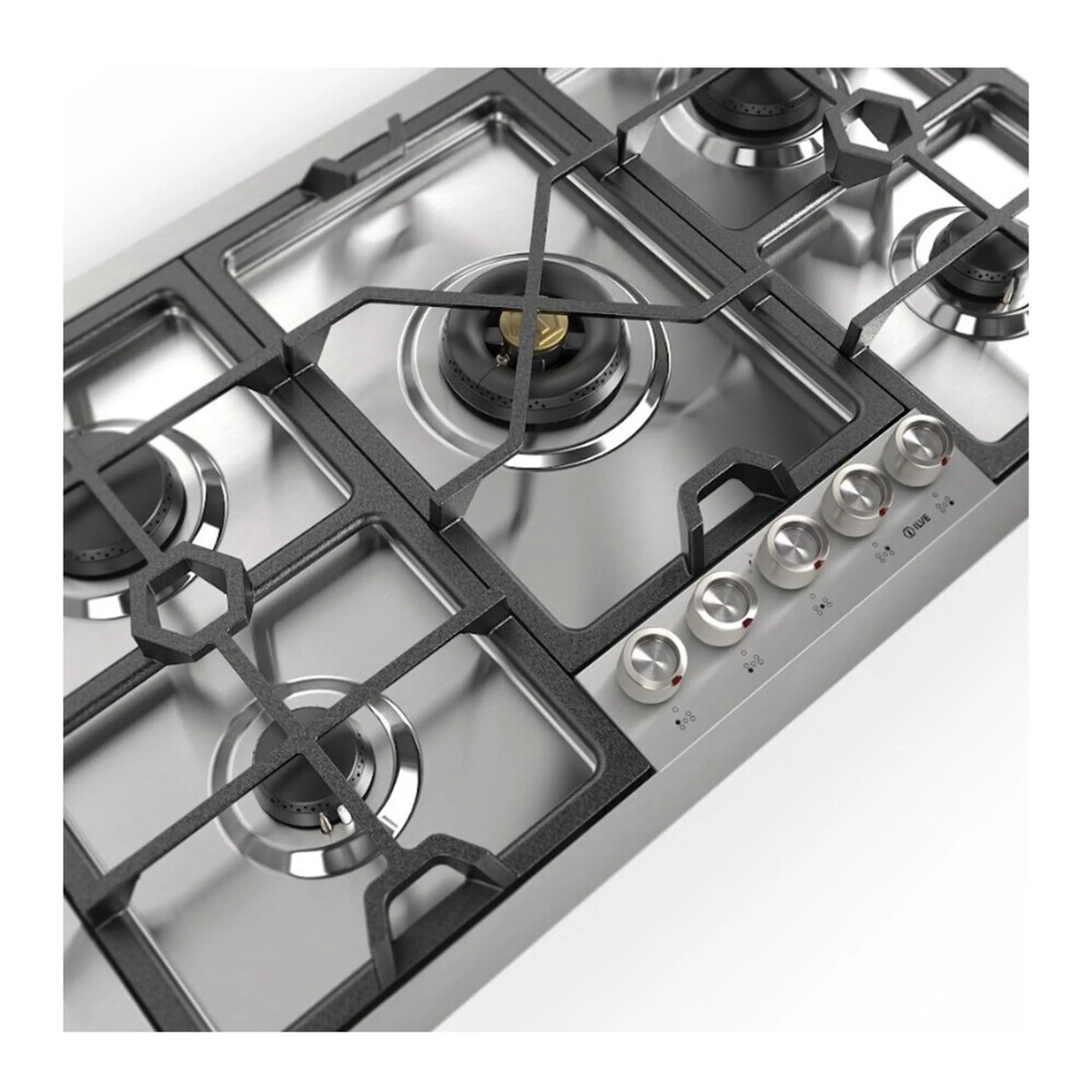 ILVE Panoramagic 36-Inch Built-In Gas Cooktop with 5 Burners in Stainless Steel (UHCPMT95SS) - Image 4