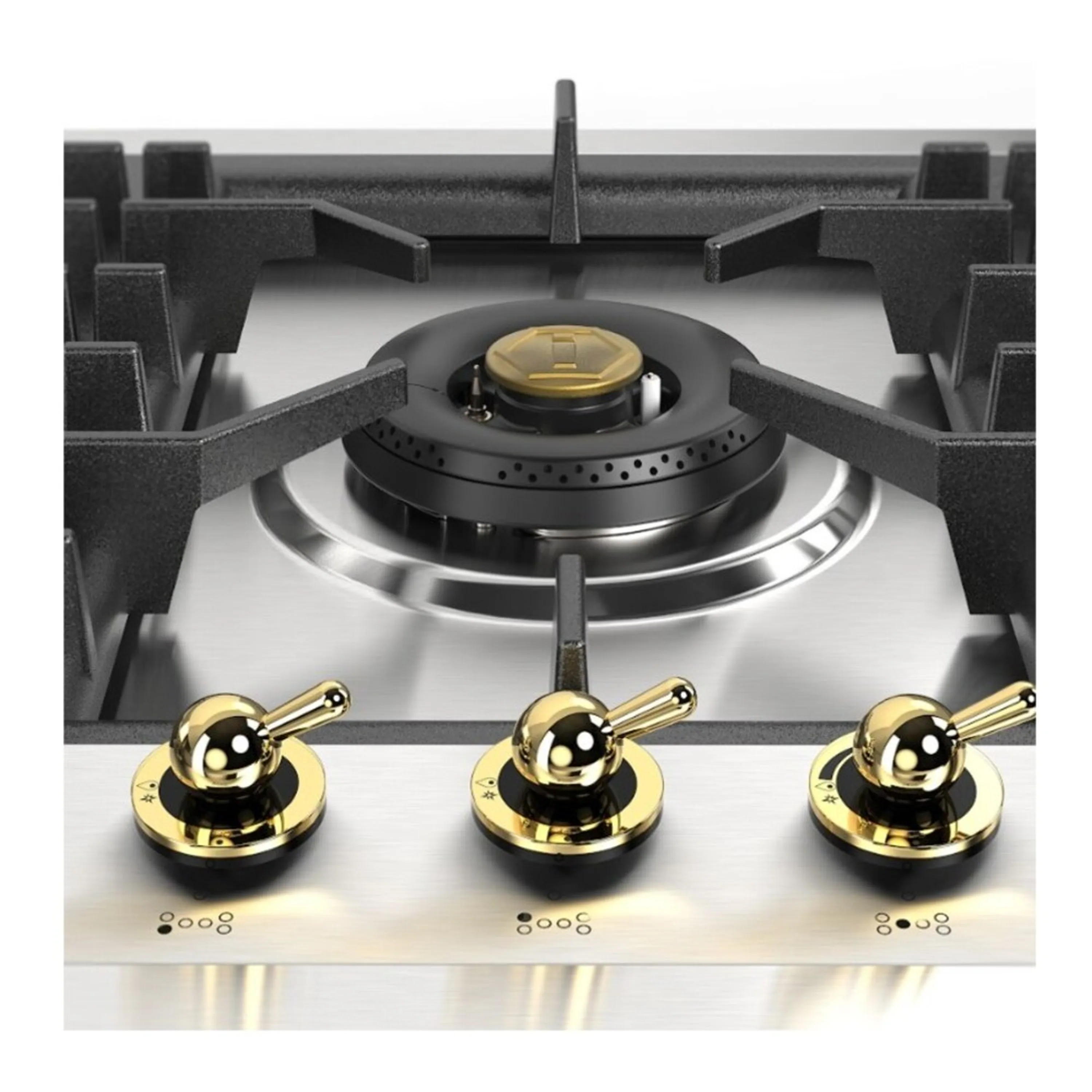 ILVE Nostalgie II 48-Inch Built-In Gas Cooktop with Total Black Brass Burners in Stainless Steel with 6 Sealed Burners & Left Griddle (UHCPT125FNSSG) - Image 7