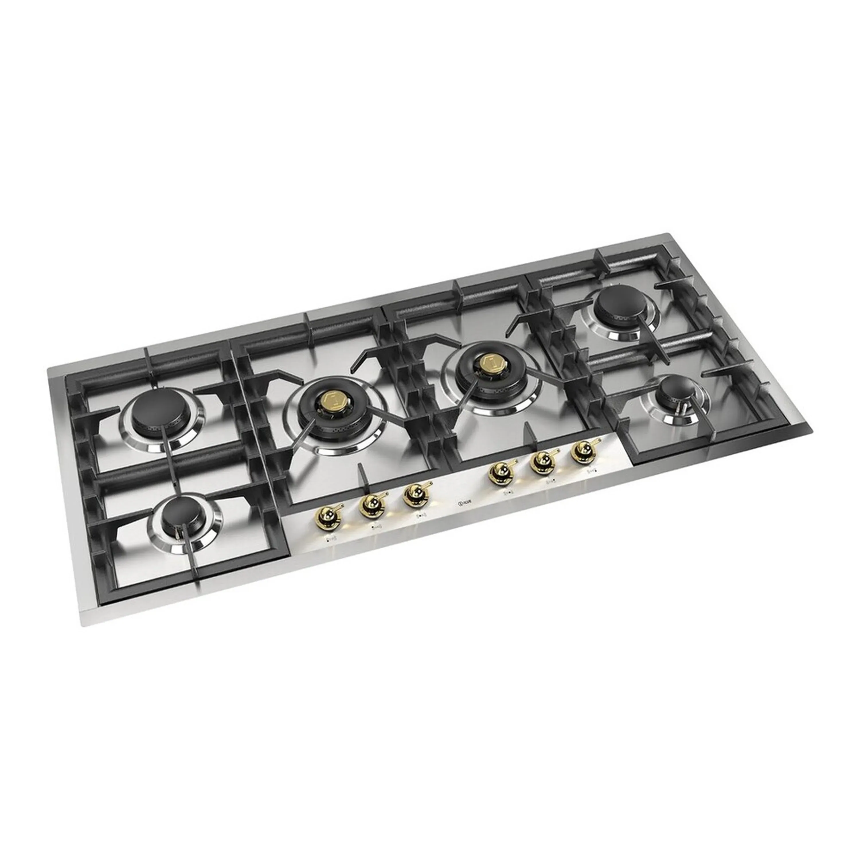 ILVE Nostalgie II 48-Inch Built-In Natural Gas Cooktop with Total Black Brass Burners in Stainless Steel (UHCPT125NSSGLP) - Image 2