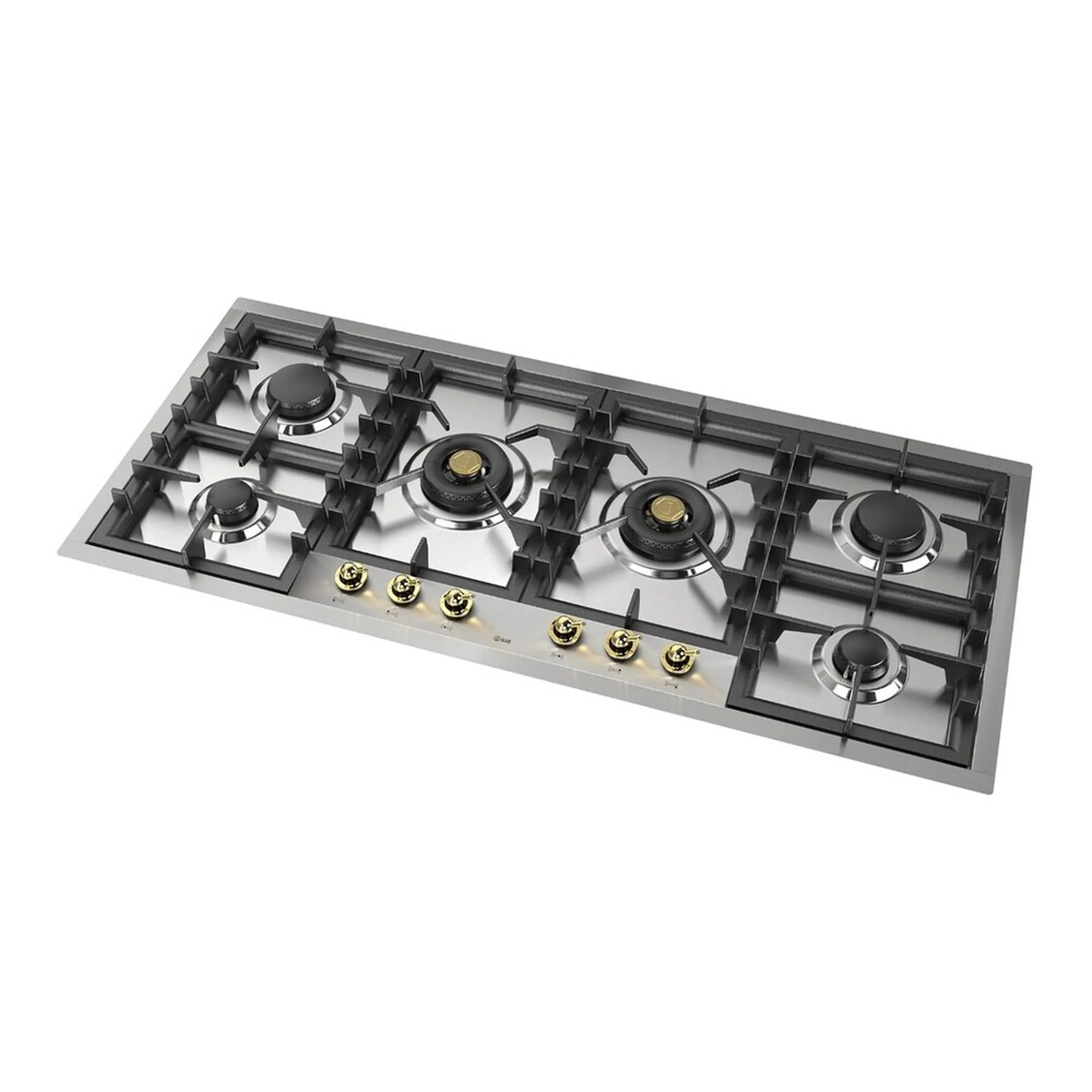 ILVE Nostalgie II 48-Inch Built-In Natural Gas Cooktop with Total Black Brass Burners in Stainless Steel (UHCPT125NSSGLP) - Image 3