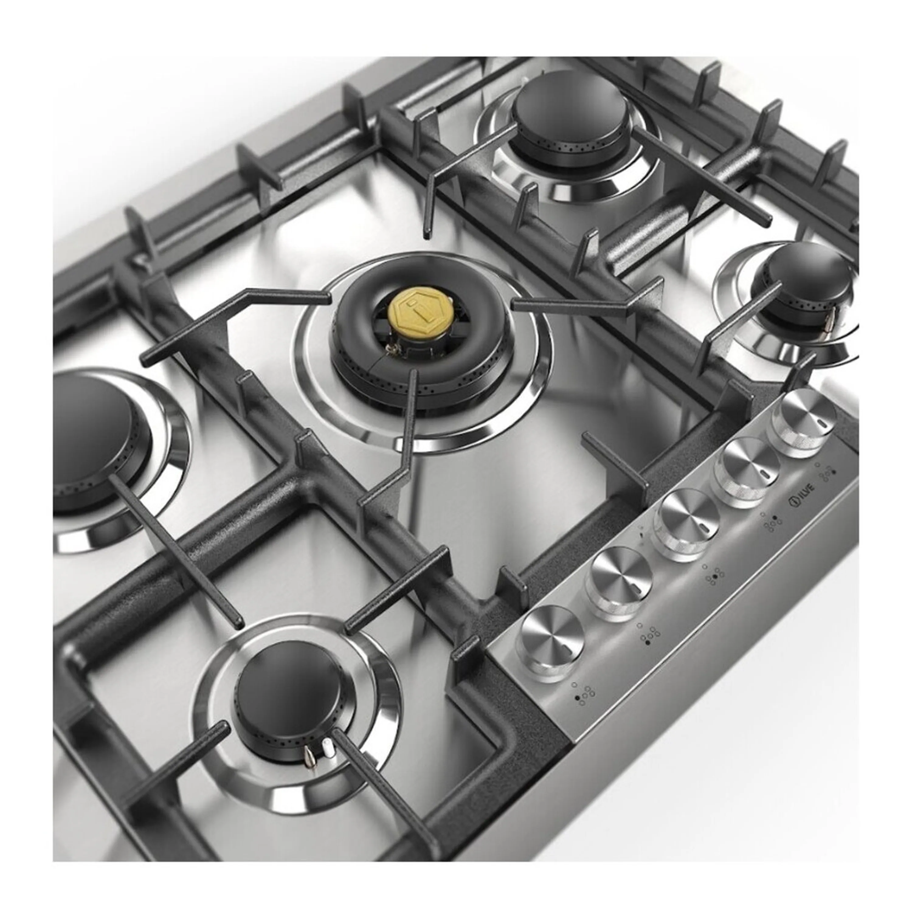 ILVE Professional Plus II 30-Inch Built-In Natural Gas Cooktop with 5 Burners in Stainless Steel (UHCPT75SS) - Image 4