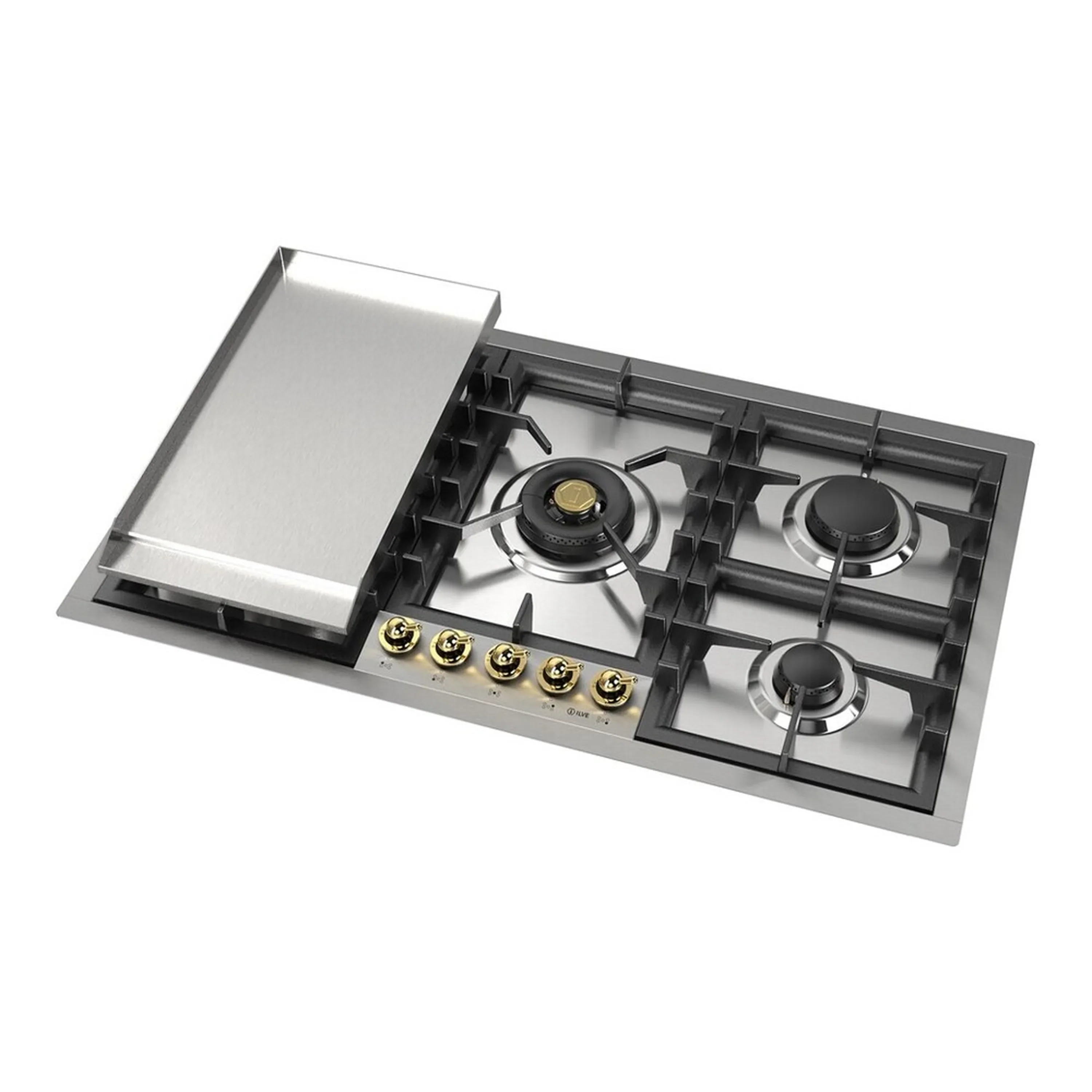 ILVE Nostalgie II 36-Inch Built-In Propane Gas Cooktop with Total Black Brass Burners in Stainless Steel (UHCPT95FNSSGLP) - Image 3