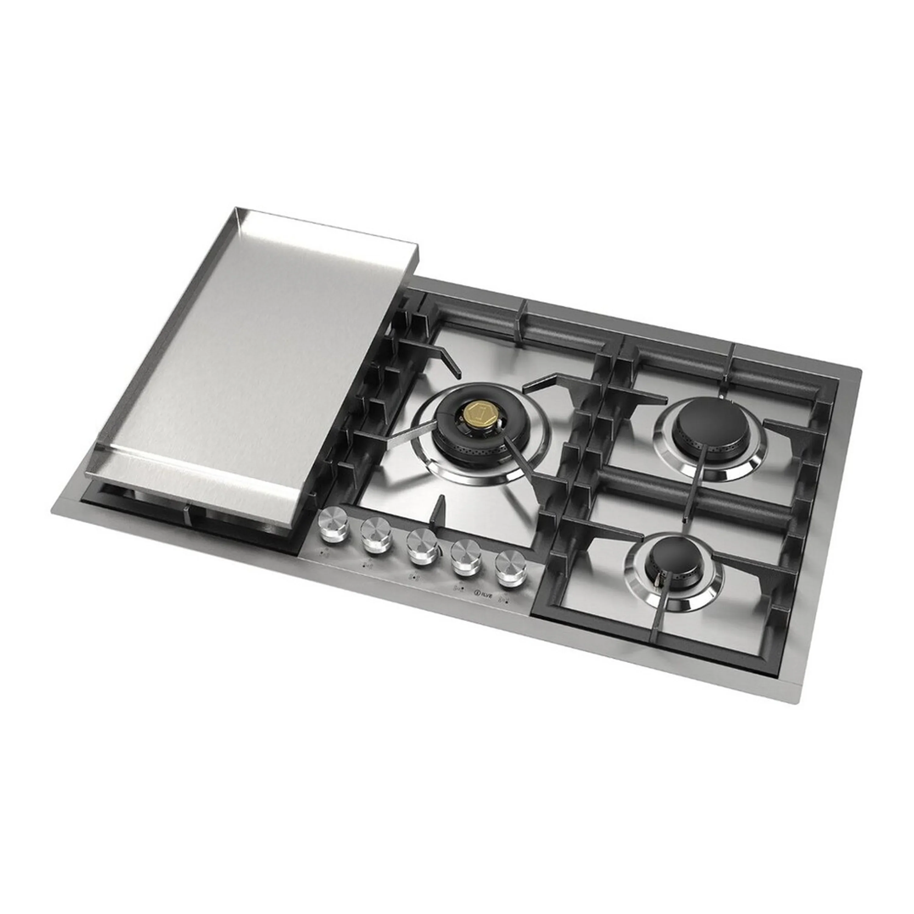 ILVE Professional Plus II 36-Inch Built-In Propane Gas Cooktop with Total Black Brass Burners in Stainless Steel (UHCPT95FSSLP) - Image 4