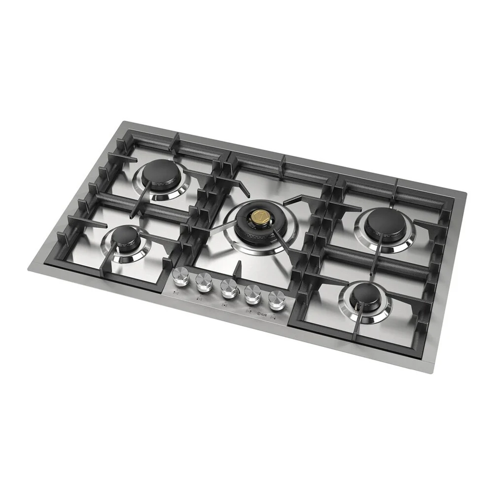 ILVE Professional Plus II 36-Inch Built-In Propane Gas Cooktop with Total Black Brass Burners in Stainless Steel (UHCPT95SSLP) - Image 3