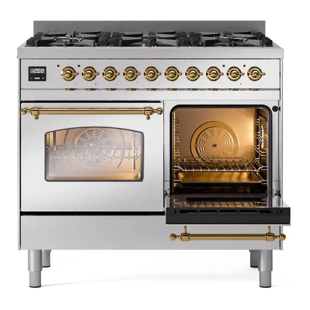 ILVE Nostalgie II Limited Edition 40-Inch Propane Gas Dual Fuel Range with 6 Gas Brass Burners and Electric Oven in Stainless Steel (UPD406NMPSSGLP) - Image 3