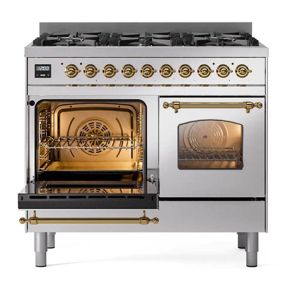 ILVE Nostalgie II Limited Edition 40-Inch Propane Gas Dual Fuel Range with 6 Gas Brass Burners and Electric Oven in Stainless Steel (UPD406NMPSSGLP) - Image 4
