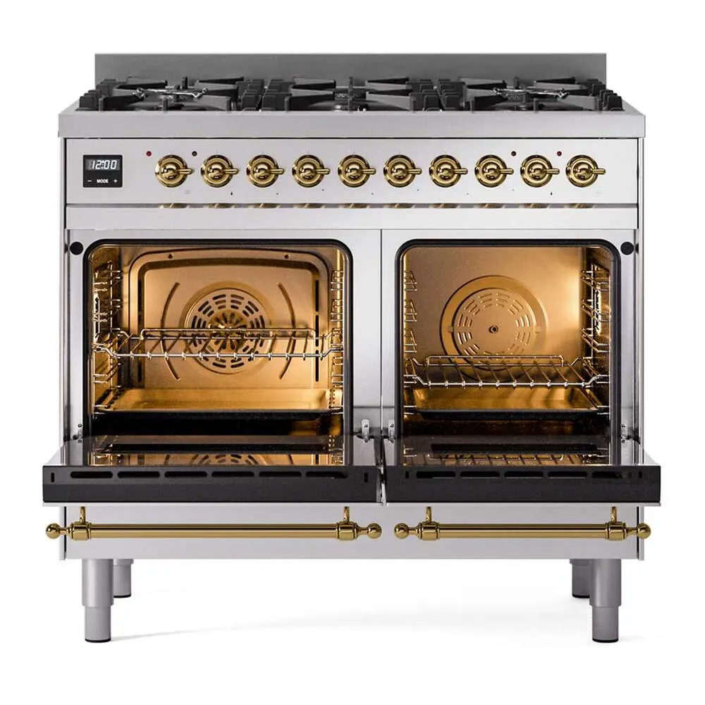 ILVE Nostalgie II Limited Edition 40-Inch Propane Gas Dual Fuel Range with 6 Gas Brass Burners and Electric Oven in Stainless Steel (UPD406NMPSSGLP) - Image 5