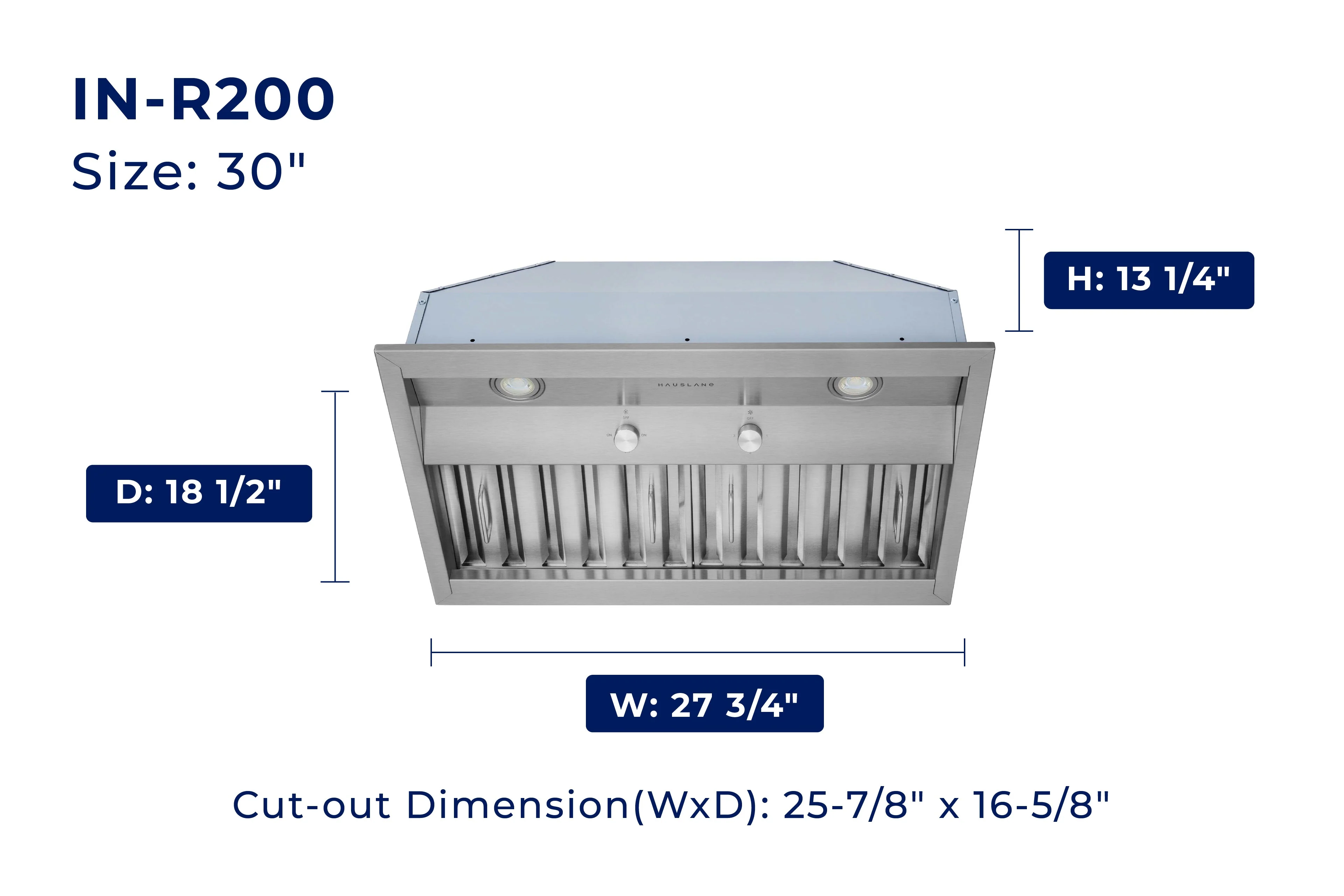 Hauslane Convertible Built-In Insert Range Hood in Stainless Steel, 18.5-Inch Deep (IN-R200) - Image 14