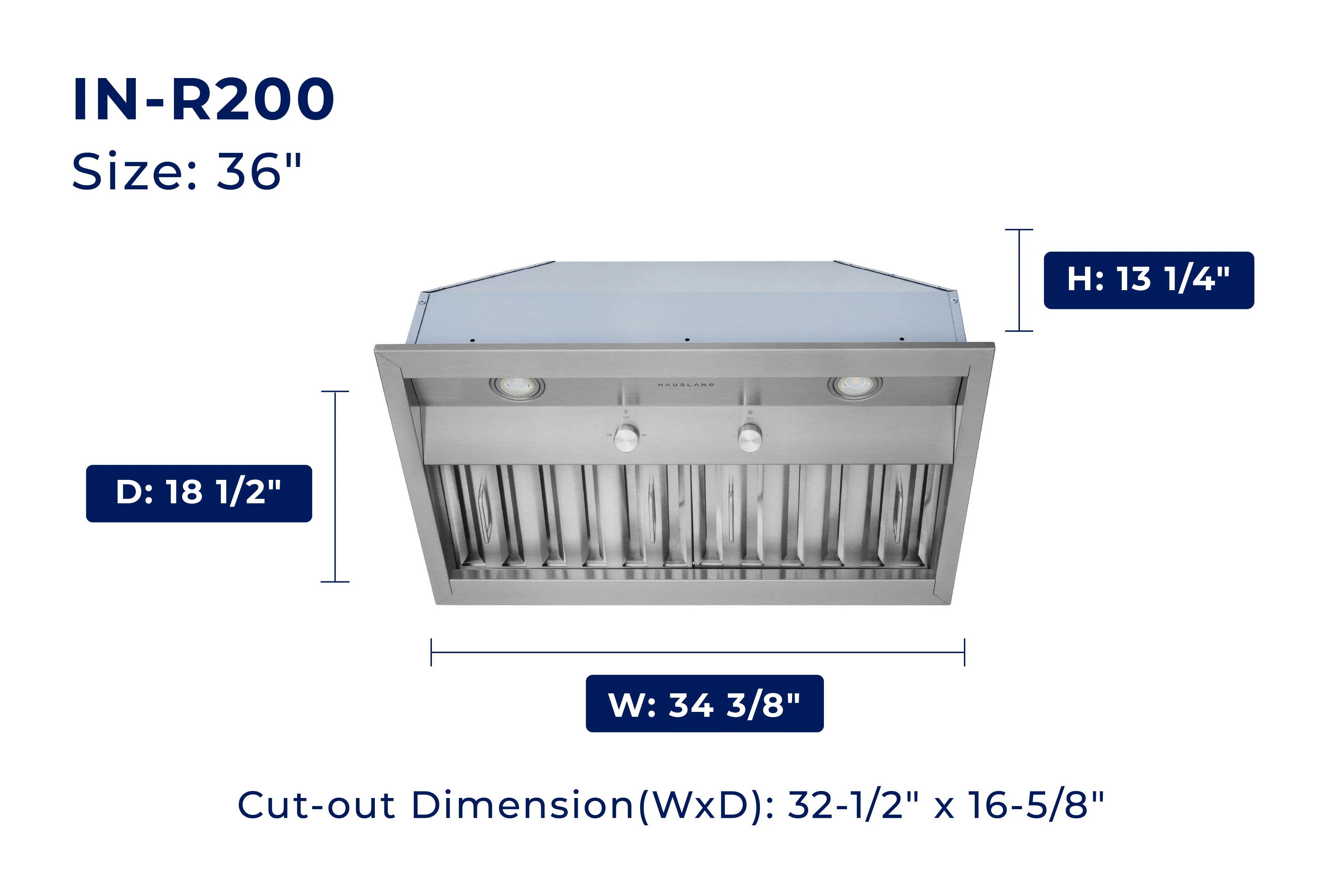 Hauslane Convertible Built-In Insert Range Hood in Stainless Steel, 18.5-Inch Deep (IN-R200) - Image 15