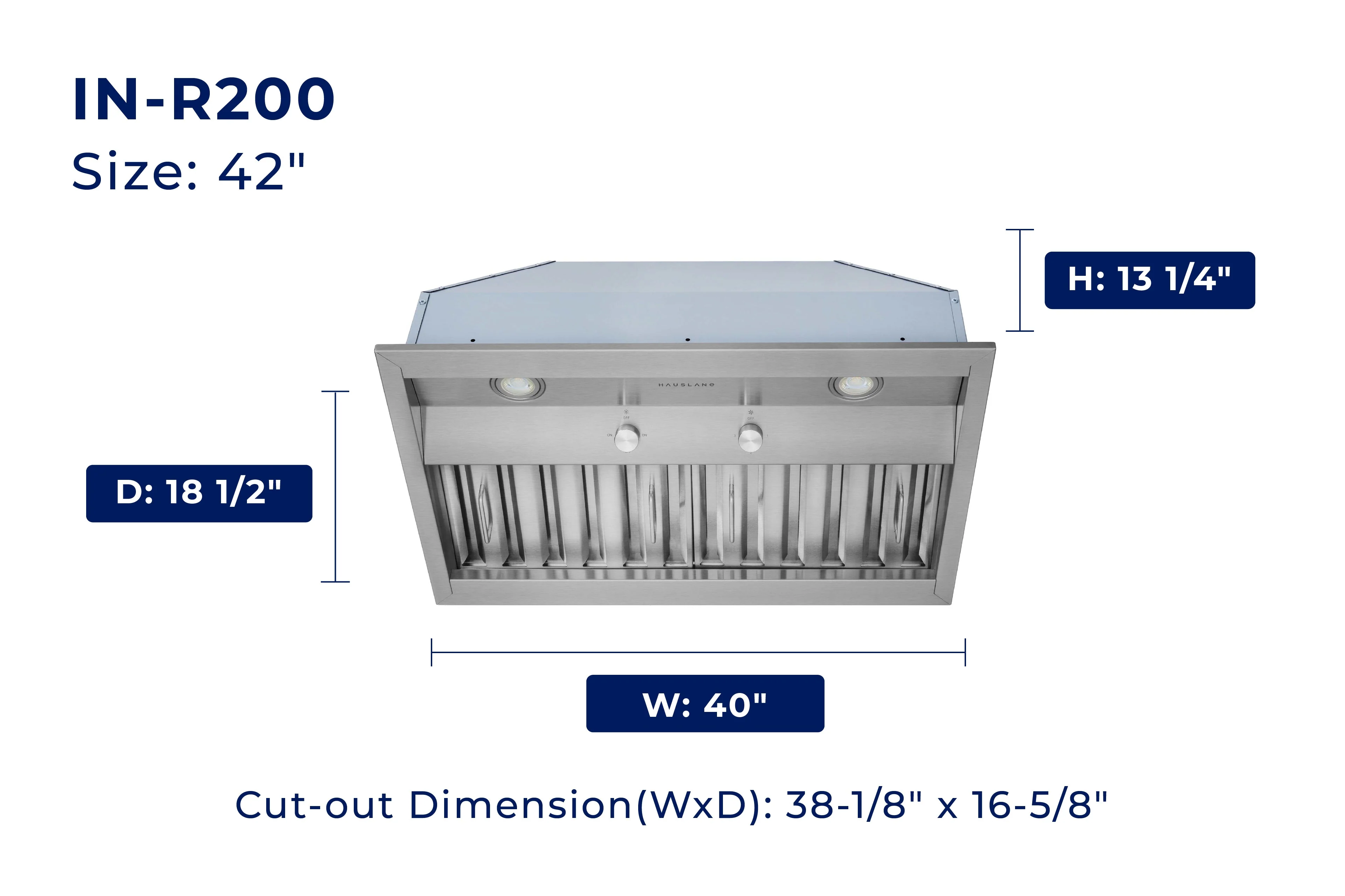 Hauslane Convertible Built-In Insert Range Hood in Stainless Steel, 18.5-Inch Deep (IN-R200) - Image 16