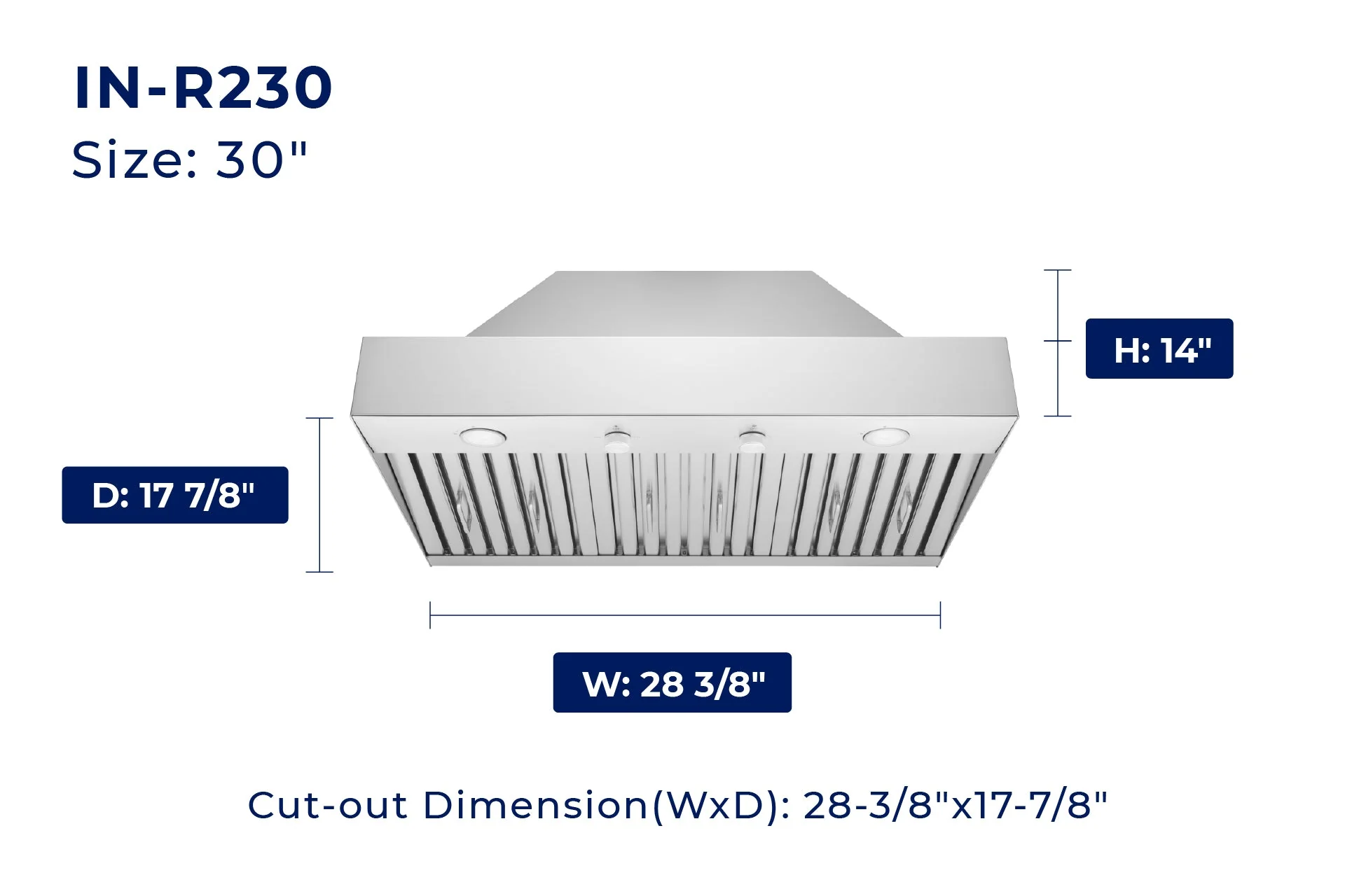 Hauslane Convertible Insert Built-in Range Hood in Stainless Steel, 17.87-Inch Deep (IN-R230) - Image 11