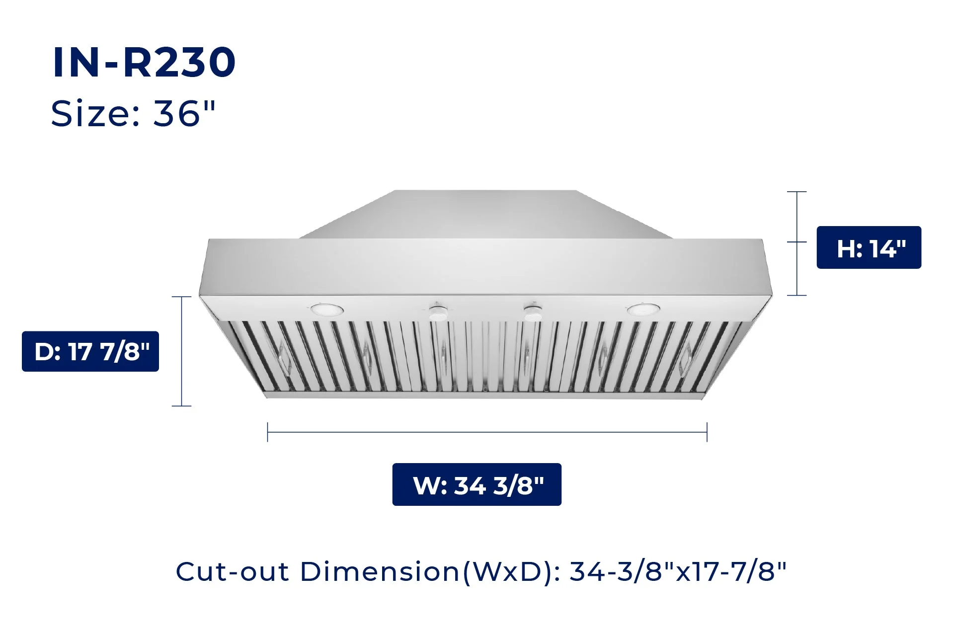 Hauslane Convertible Insert Built-in Range Hood in Stainless Steel, 17.87-Inch Deep (IN-R230) - Image 12