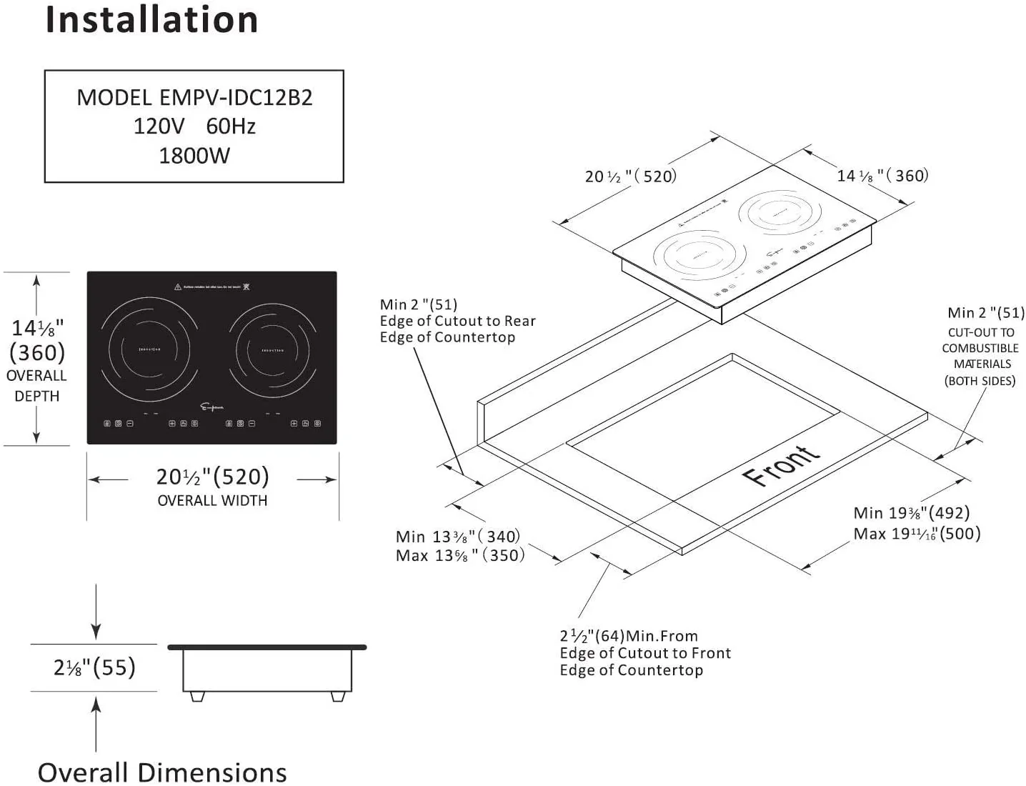 Empava 21-Inch 2 Burners Induction Cooktop in Black (EMPV-IDC12B2) - Image 6