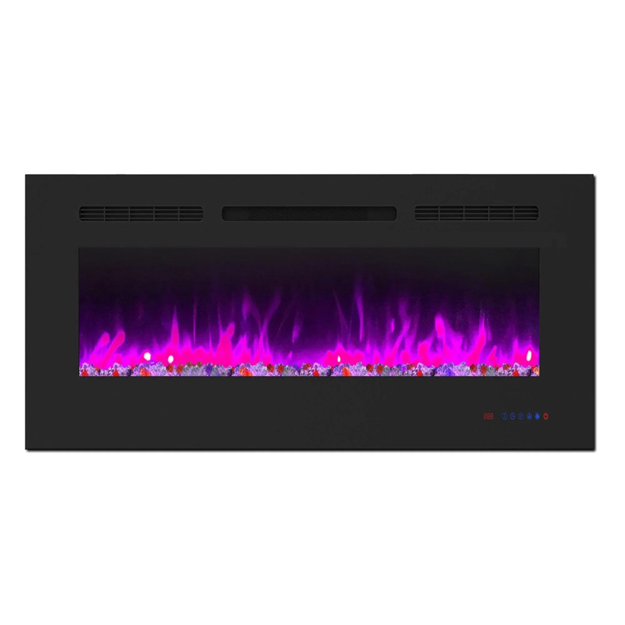 Parrot Uncle Insert or Wall-Mount Electric Fireplace with Remote Control and Touch Screen in 13 Flame Colors and Base Lights - Image 10