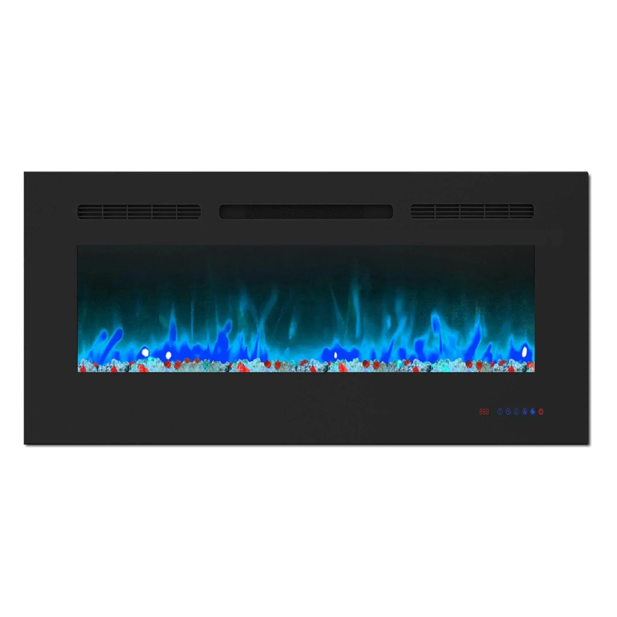 Parrot Uncle Insert or Wall-Mount Electric Fireplace with Remote Control and Touch Screen in 13 Flame Colors and Base Lights - Image 11
